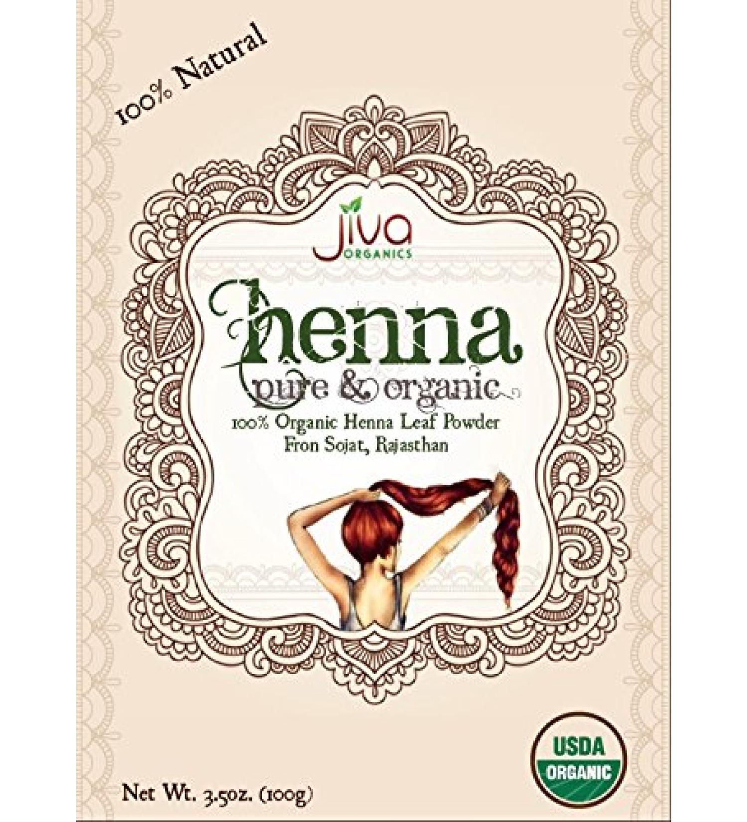 Jiva USDA Organic 100% Pure Henna Powder 100 Gram - Ecocert Certified - Buy Online on GoSupps.com