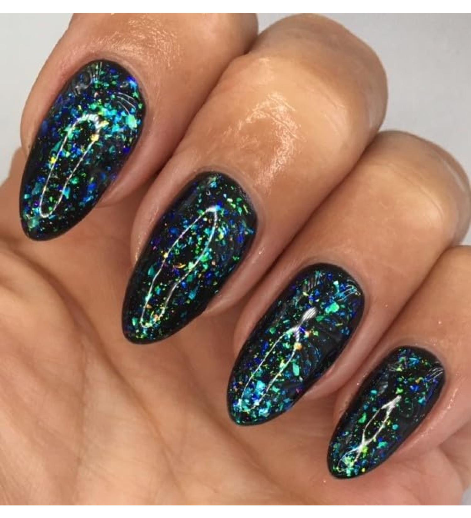 Bluesky Nail Gel Polish Chameleon Flakes Galaxy 07 UV LED Soak Off 10ml Black Base is required for the effect in photo - Buy Online on GoSupps.com