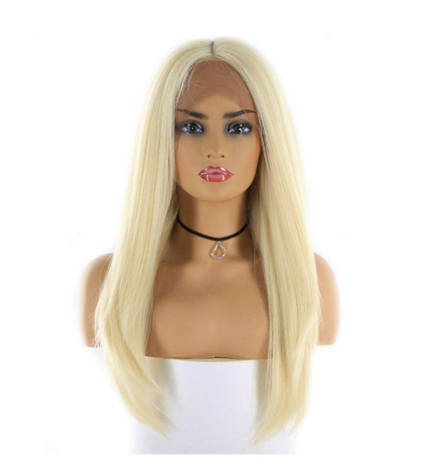 SHIYID Blonde Synthetic Wigs for Women | Long Straight Lace Front Hairpiece - Trendy Cosplay Style - Buy Online on GoSupps.com