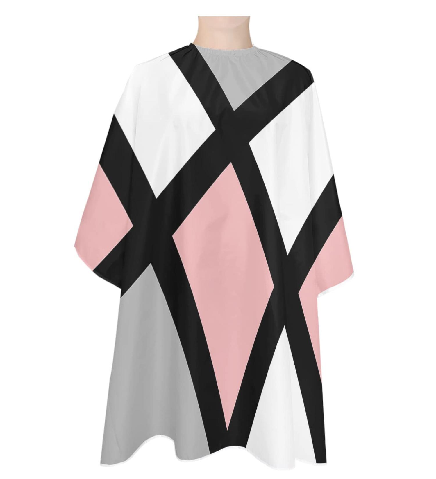 Blush Pink Geometric Barber Cape - Stylish Hair Cutting Cape for All Ages | Minimalistic Modern Design for Salon & Home Use - Buy Online on GoSupps.com