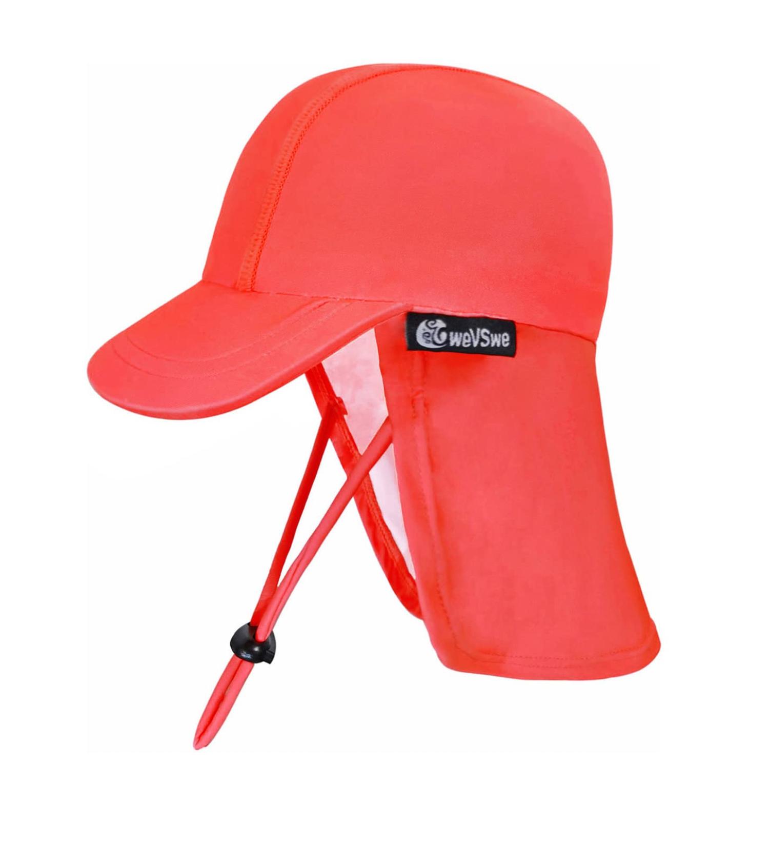 weVSwe Baby Toddler Sun Hat UPF 50+ Swim Cap with Flap Neck Protection - Bright Orange 0-6 Months - Buy Online on GoSupps.com