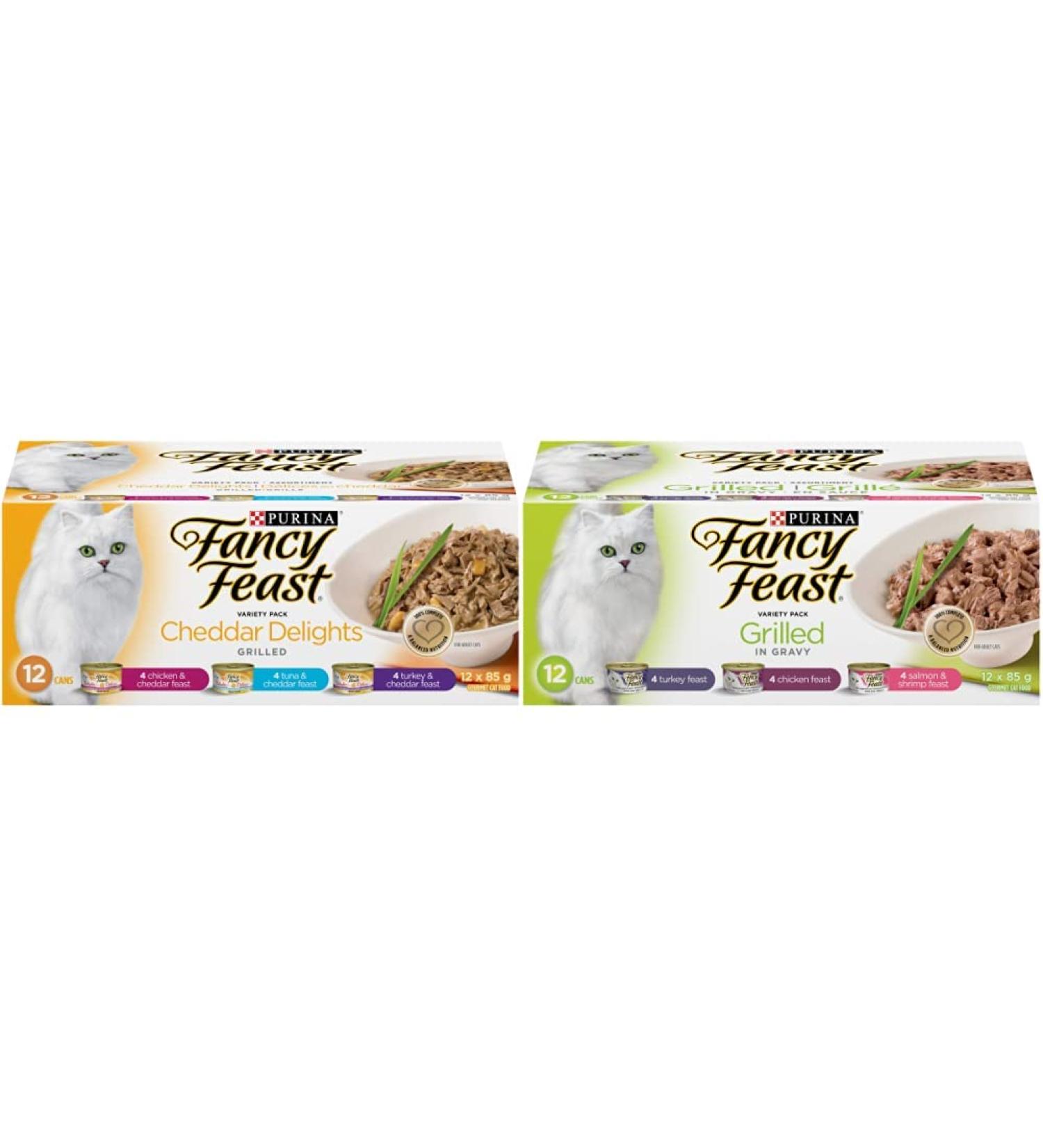Fancy Feast Wet Cat Food | Grilled Variety Pack + Cheddar Delights Grilled Variety Pack (24 Cans) - Buy Online on GoSupps.com