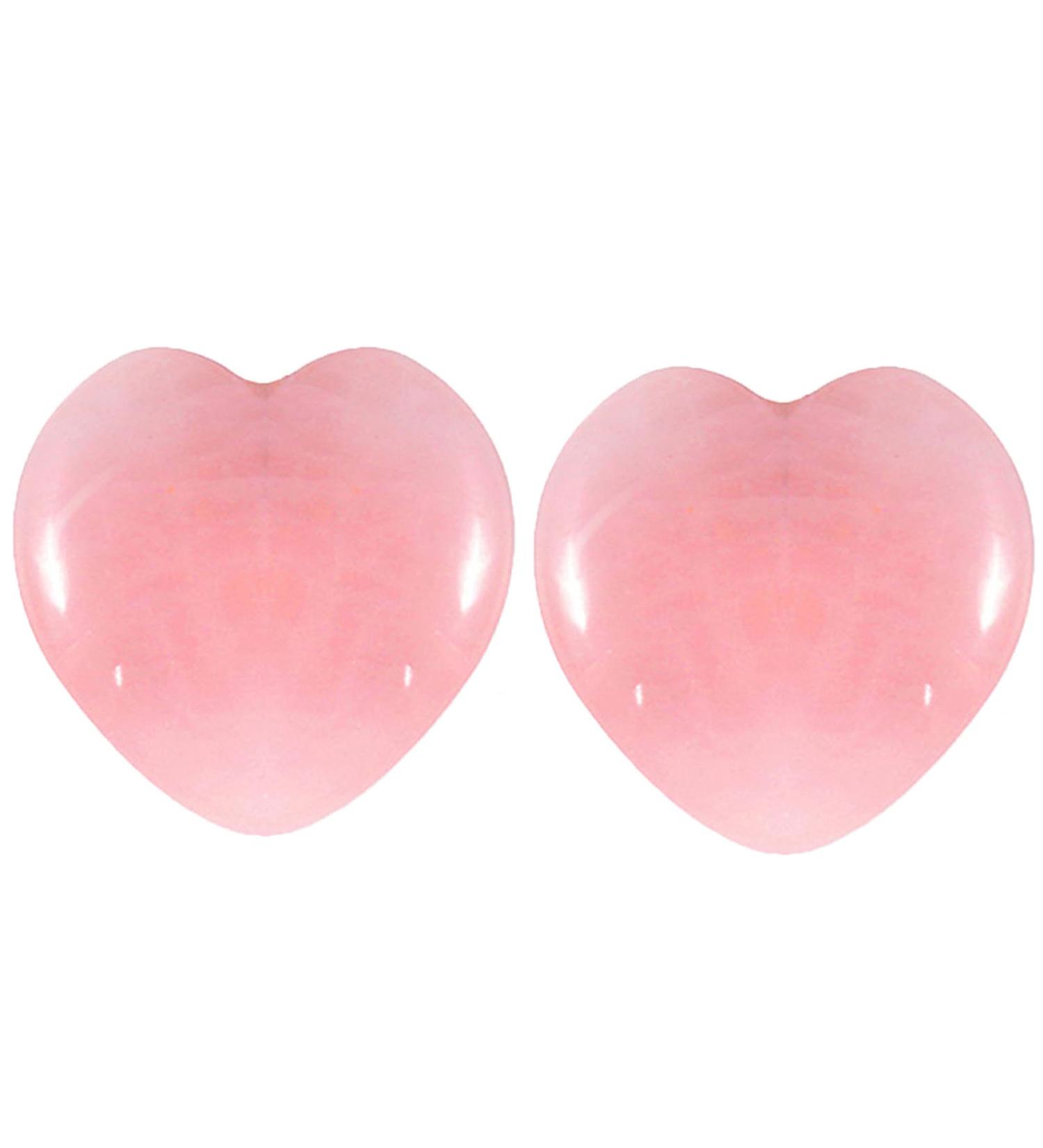 Rose Quartz Heart Worry Stones - 2Pcs Pink Healing Chakra Gemstones for Stress Relief and Meditation - Buy Online on GoSupps.com