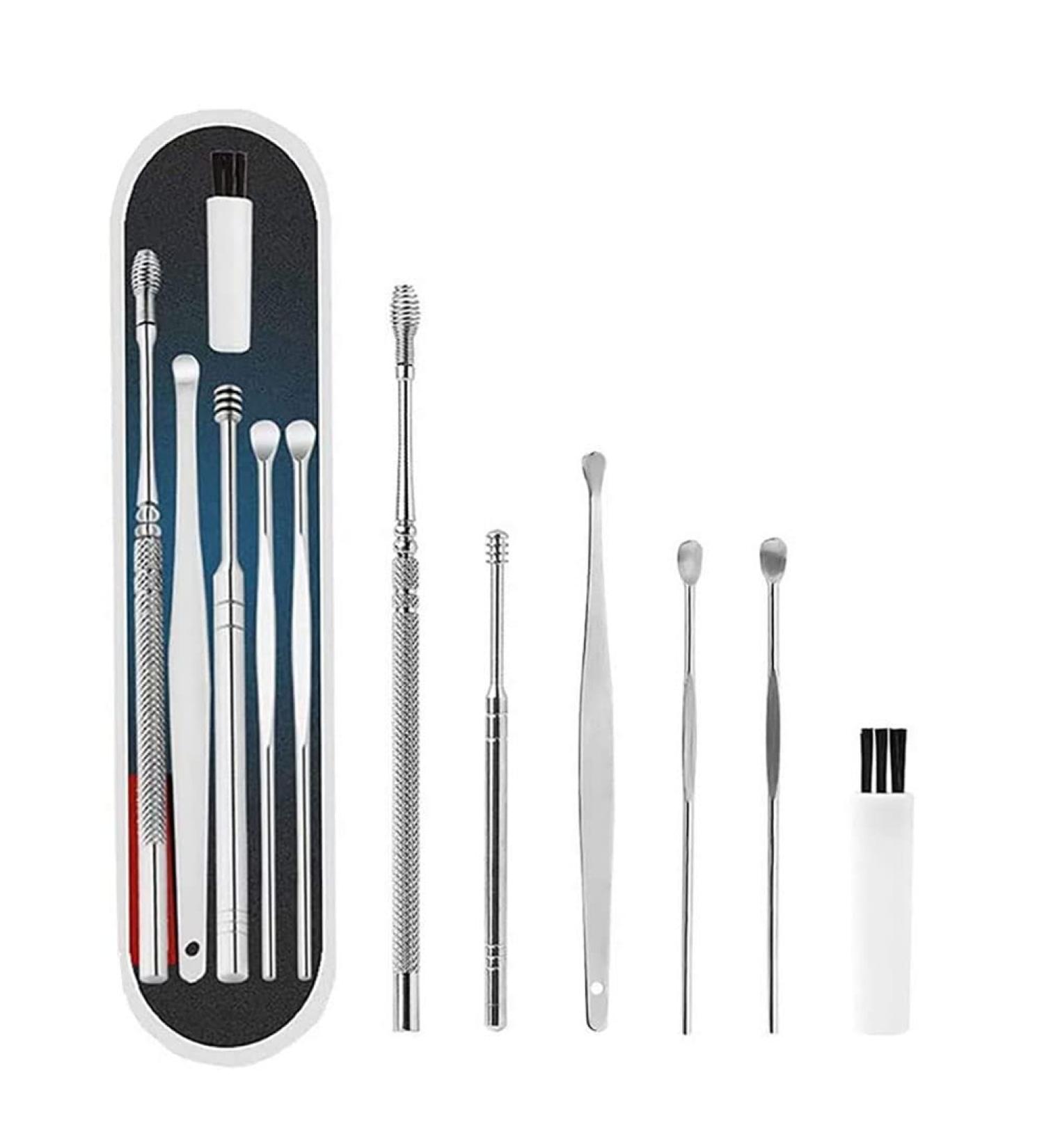 6-in-1 Portable Earwax Cleaner Tool Set with Cleaning Brush and Storage Box - Buy Online on GoSupps.com
