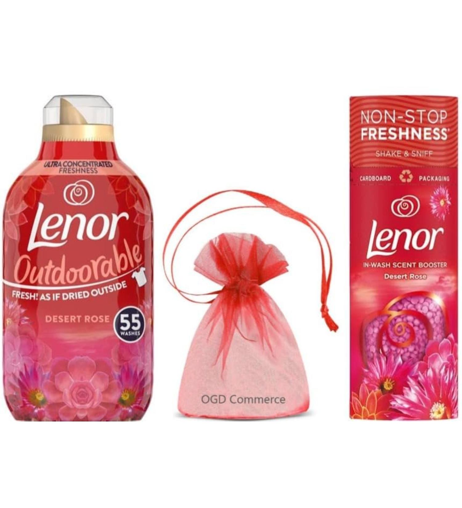 Lenor & Fairy Outdoorable Fabric Conditioner Ultra Concentrated Freshness 55w 770ml + in-Wash Scent Booster Beads Laundry Perfume 176gr - Choose ONE Favorite Fragrance (Desert Rose Scent)