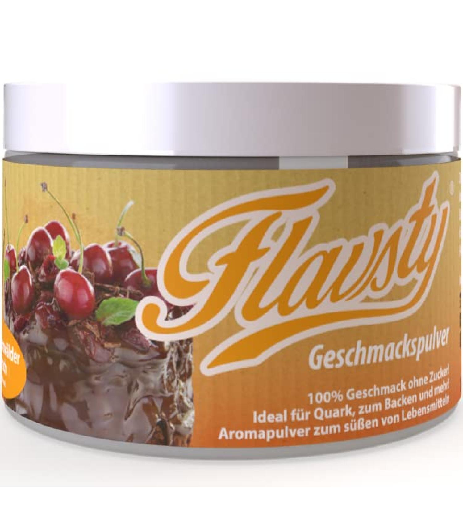 Flavsty Black Forest Cherry Flavor Powder - Vegan & Sugar-Free Aroma Powder for Baking & Beverages - Buy Online on GoSupps.com