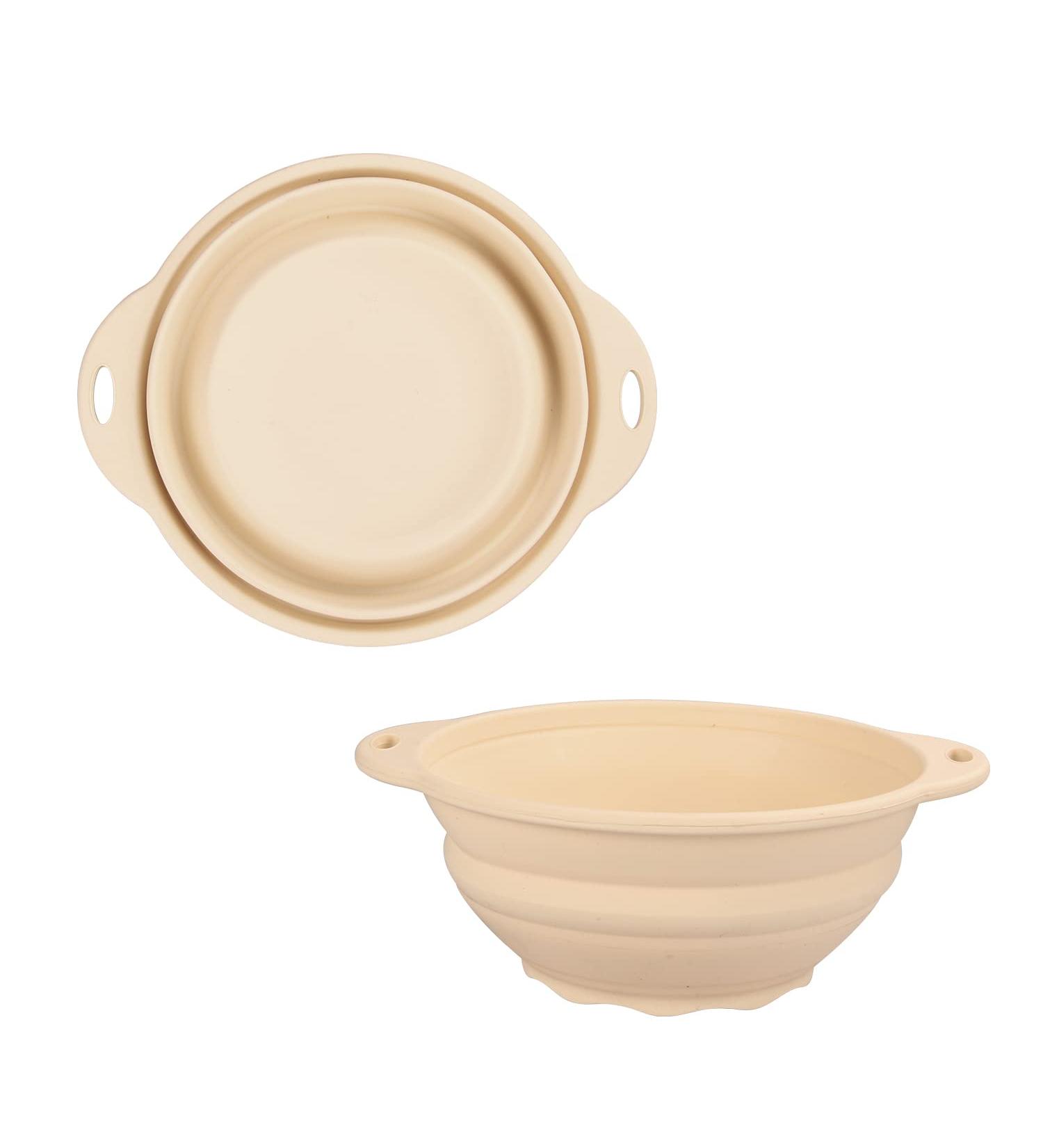 Silicone Collapsible Bowls - 2 Pack, Beige | Ideal for Camping & Hiking | 100% Food-Grade Silicone - Buy Online on GoSupps.com