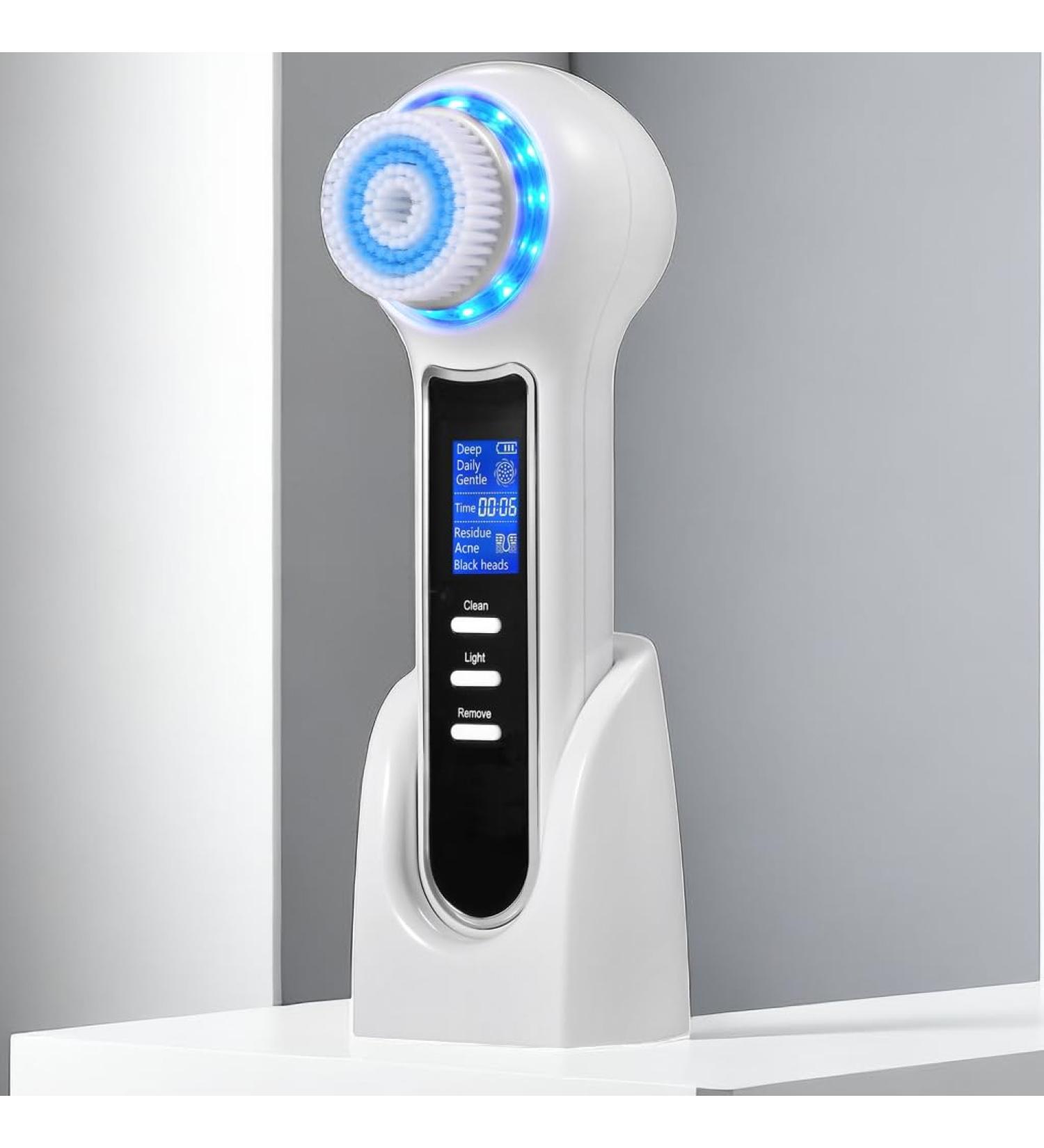 UMICKOO Facial Cleansing Brush Rechargeable IPX7 Waterproof Face Scrubber with 5 Brush Heads Face Spin Brush for Exfoliating Massaging and Deep Cleansing