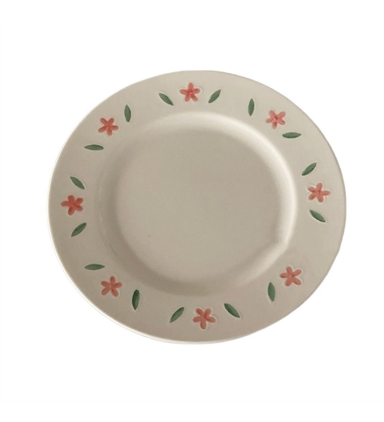 Serving Plates Vintage Small Fragmented Flowers Dining Plate Ceramic Plate Breakfast Dessert Plate White Round Western Food Chinese Food Plate Restaurant Kitchen for Appetizer Dinner and Desserts ( - Buy Online on GoSupps.com