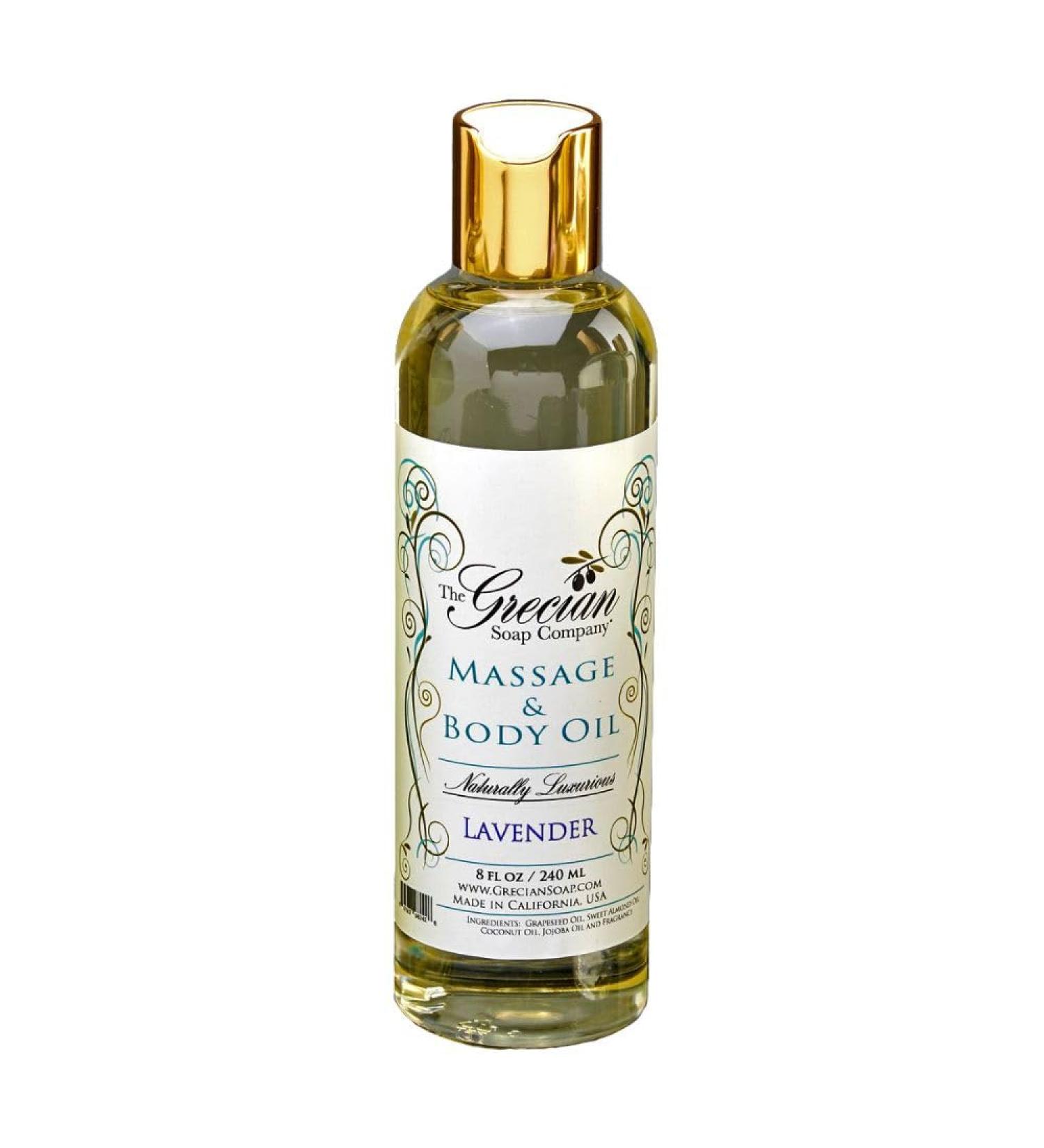 Grecian Massage and Body Oil - Moisturizing Body Oil in Lavender Best Body Oil Body Oils for Massage Home Use or Spas Natural Body Oil Body Oil for Dry Skin 8 oz