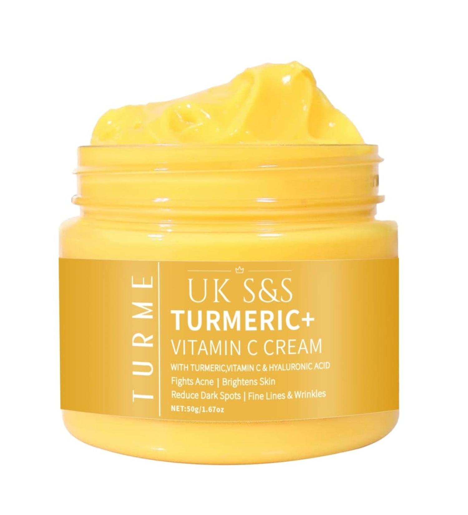 Turmeric & Vitamin C face cream. Anti-aging cream that reduces dark spots and brightens skin. Heals acne and repairs damaged skin. Soften and smoothens skin. - Buy Online on GoSupps.com