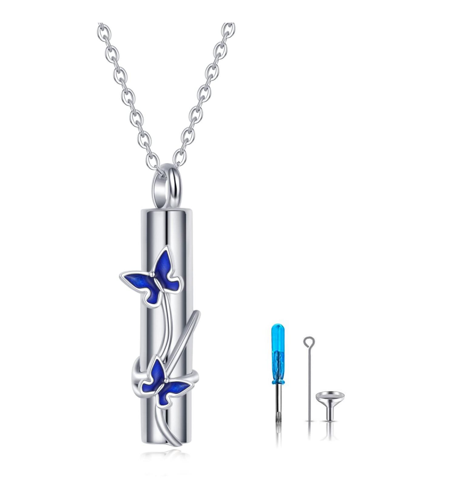 Storymidir 925 Sterling Silver Urn Necklace for Ashes - Heart Butterfly Pfot Designs | Cremation Jewelry for Women | Unique Memorial Gifts - Buy Online on GoSupps.com