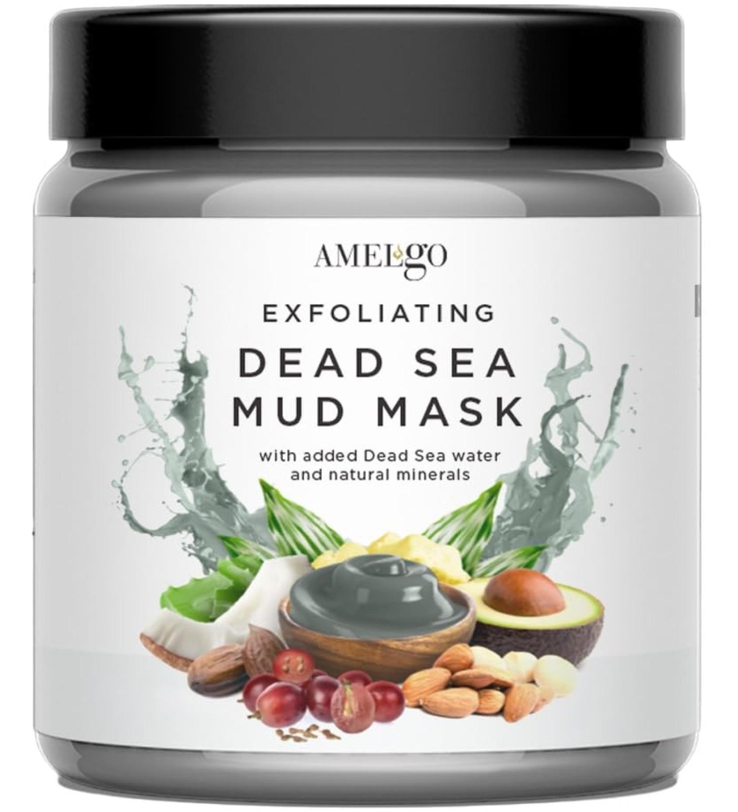 Dead Sea Mud Mask with Hyaluronic Acid & Niancinamide - Natural Face Mask with 100% Real Dead Sea Mud & Dead Sea Water - Natural Mud Mask for Face - Dead Sea Products by Amelgo - Buy Online on GoSupps.com
