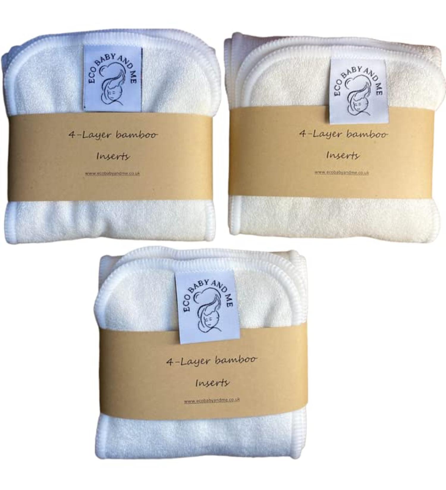 6 Eco Baby Washable Reusable Cloth Nappy Inserts - 4-Layer Bamboo Pocket Inserts - Buy Online on GoSupps.com