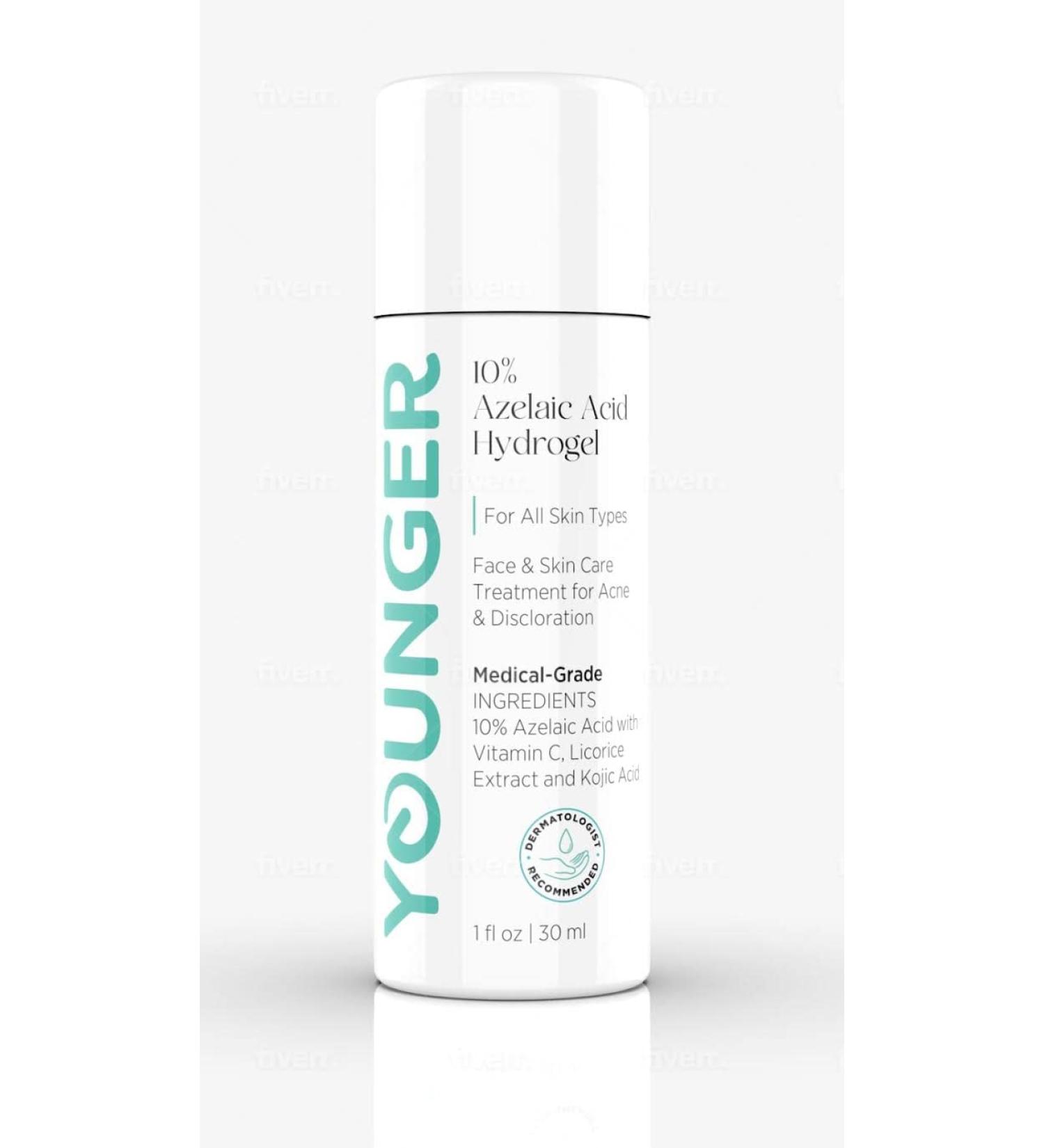 Younger 10% Azelaic Acid Hydrogel with Vitamin C  Licorice Extract  Kojic Acid  and Niacinamide
