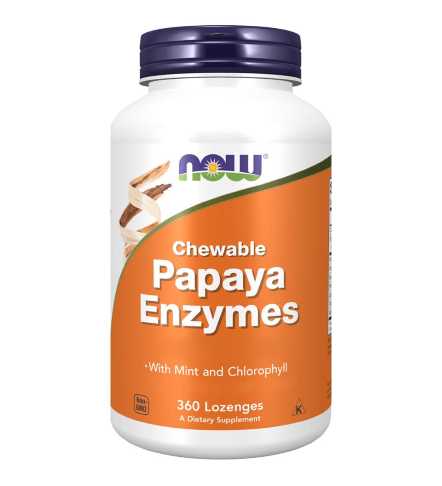 Now Foods Chewable Papaya Enzyme 500mg - 360 Tablets | Soy Free Gluten Free Non-GMO | Lab Tested for Optimal Digestive Health - Buy Online on GoSupps.com