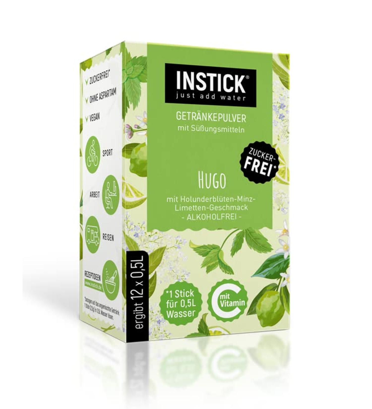 Intick Sugar-Free Instant Drink - Hugo | Vegan Low Calorie Beverage Powder with Vitamin C | 12 x 0.5-1L Pack - Buy Online on GoSupps.com