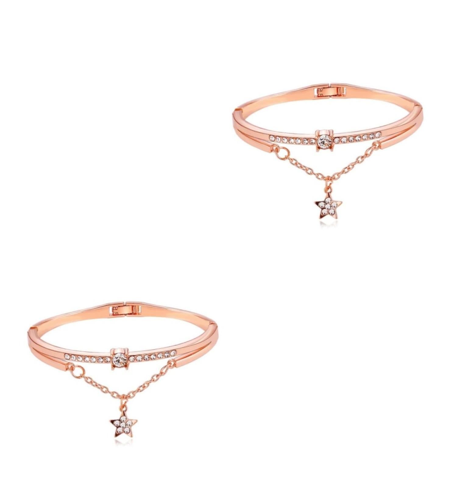 Healeved 2pcs Gemstone Bracelet Crystal Bracelets Open Star Pendant Bracelet Cuff Bracelet Star Bangle Gold Bangle Bracelet Jeweled Bangle Bracelet Women's Bracelets Diamond Miss Jewelry Rose Goldx2pcs 19.5*1.2cmx2pcs - Buy Online on GoSupps.com