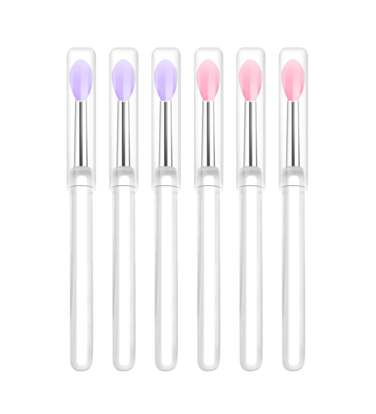 Arqumi Silicone Lip Brush Set - 6 PCS Makeup Brushes with Dirt-proof Caps, Lipstick Applicator Brushes for Lip Gloss, Eyeshadow, Lip Cream - Pink & Purple - Buy Online on GoSupps.com