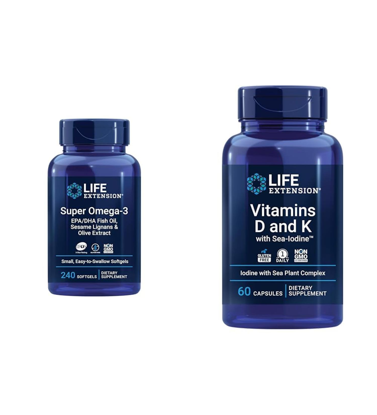 Life Extension Super Omega-3 EPA/DHA Fish Oil & Vitamins D and K with Sea-Iodine - Buy Online on GoSupps.com
