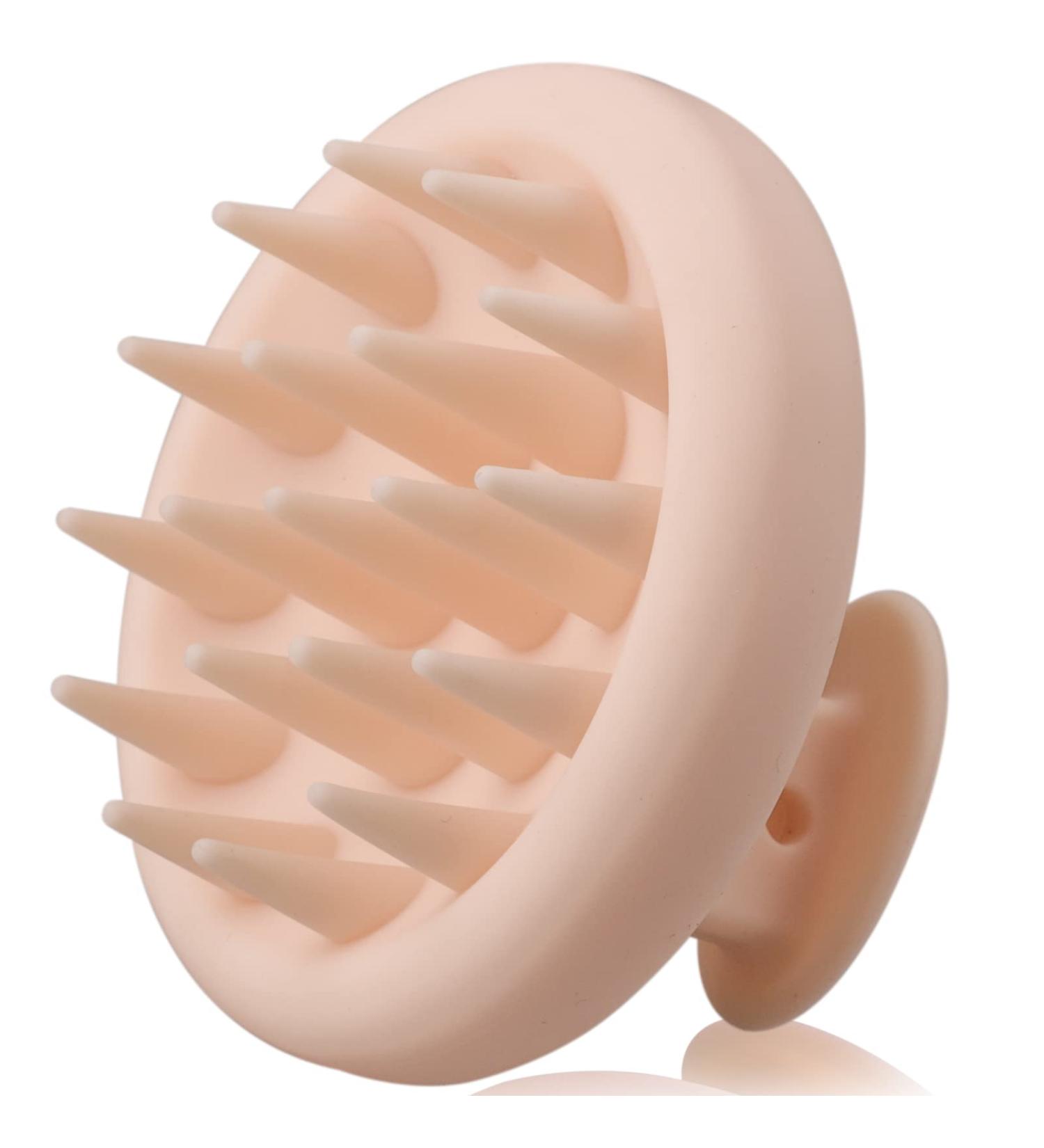 Beige Scalp Massage Brush - Silicone Shampoo Massager for Dandruff Removal & Hair Growth Stimulation | Worldwide Shipping - Buy Online on GoSupps.com
