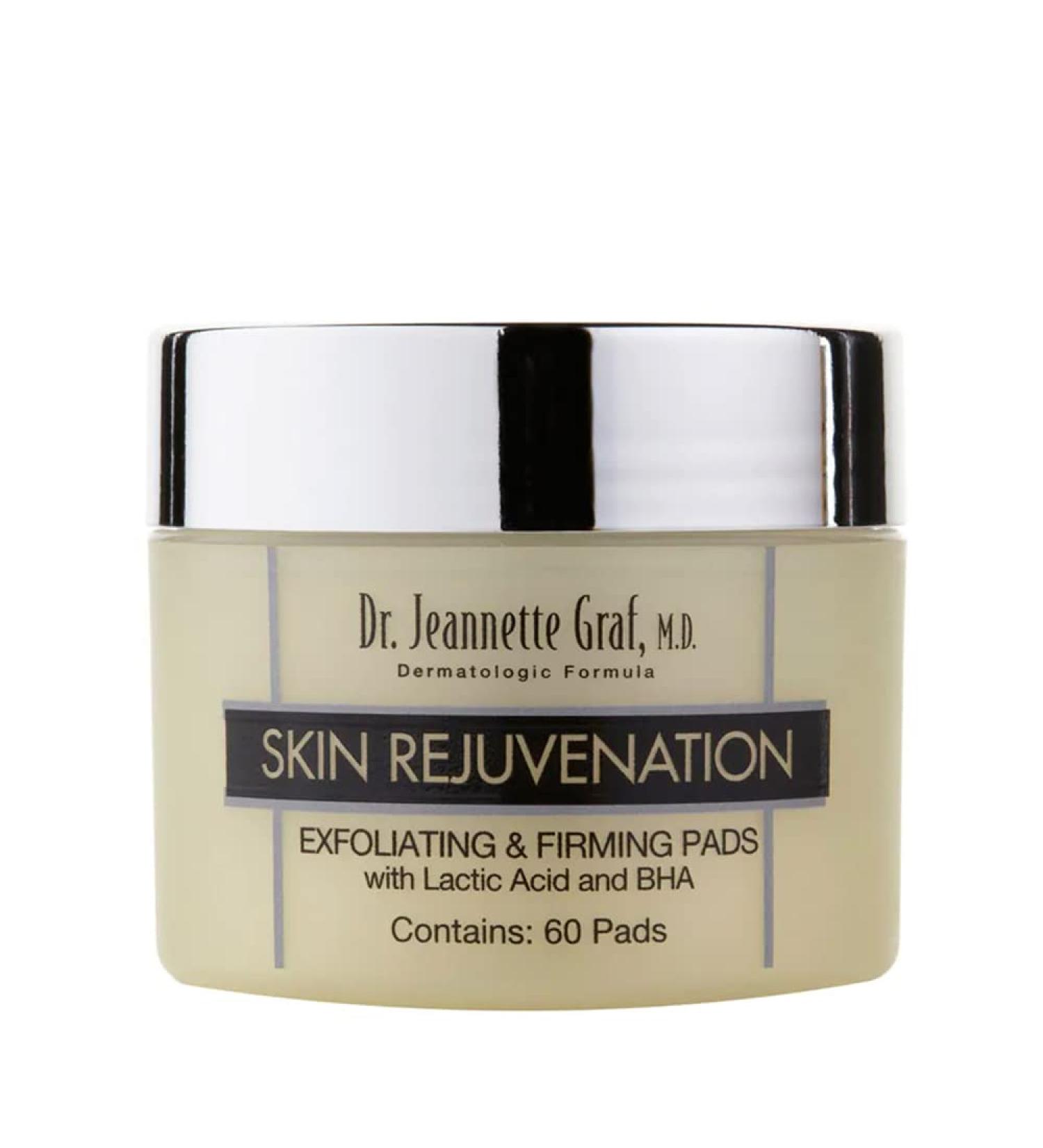 Dr Jeannette Graf Skin Rejuvenation Exfoliating & Firming Facial Pads 60 pads - Helps with Fine Lines Wrinkles and Pore minimizer with Lactic Acid and AHA - Pads for Night Time