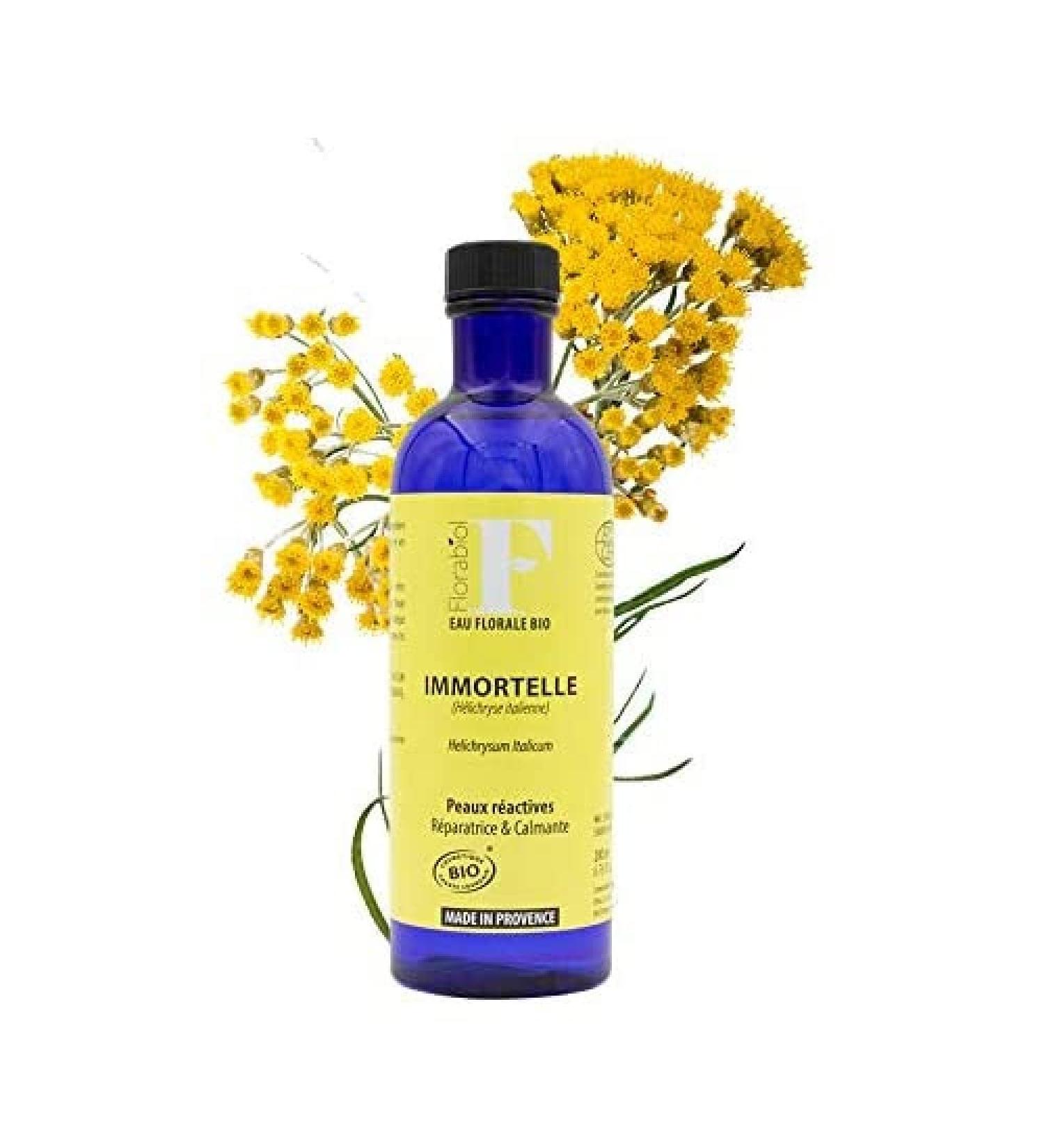 Florabiol - Set of 2 Italian Helichrysum Immortelle Floral Waters - Organic 200ml x 2 - Soothing Lotion - Anti-Redness - Light Legs - Certified Organic Ecocert - Made in France