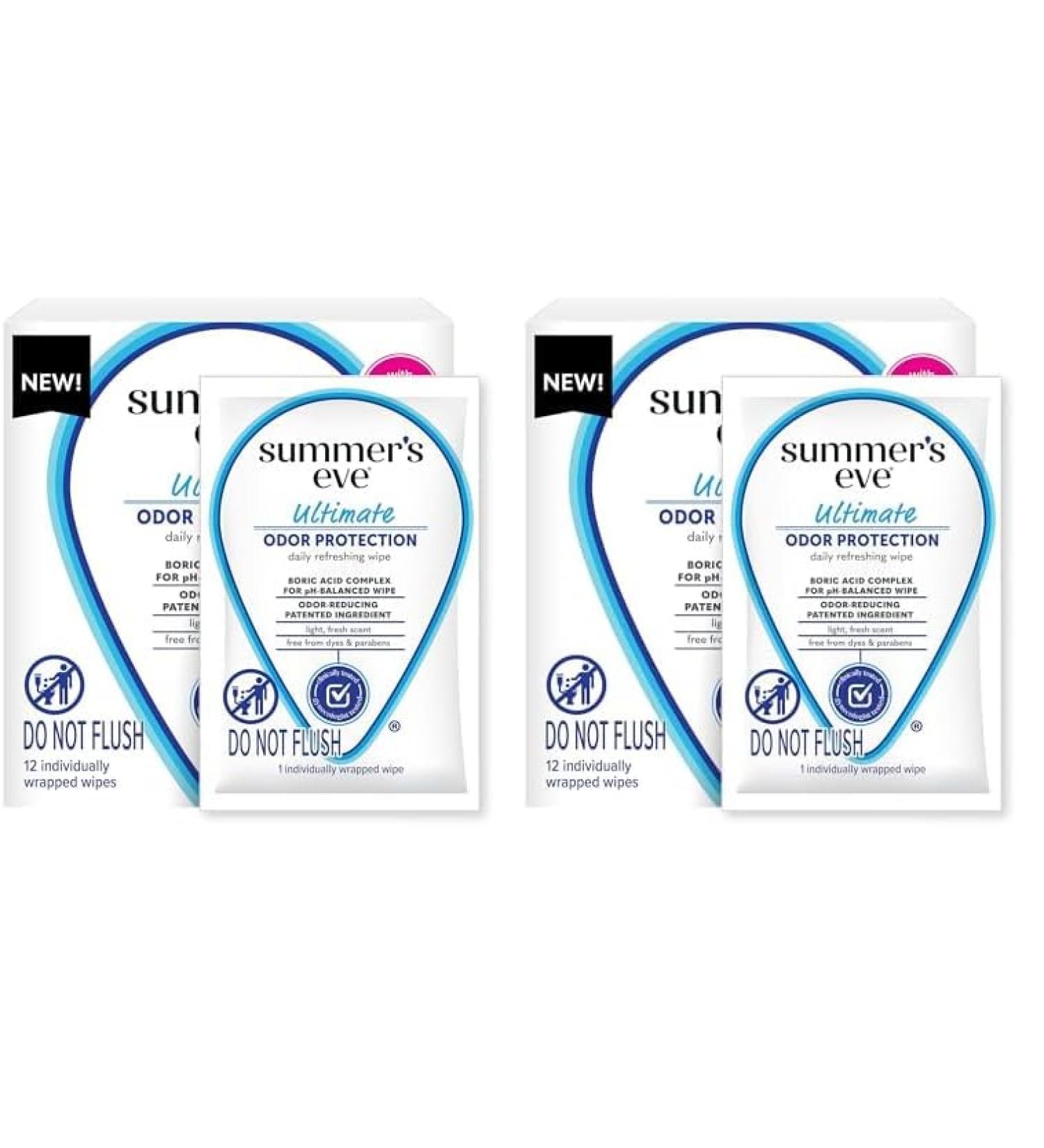 Summer's Eve Feminine Wipes with Boric Acid - Ultimate Odor Control pH Balanced 24 Count - On-the-Go Body Wipes for Women - Buy Online on GoSupps.com