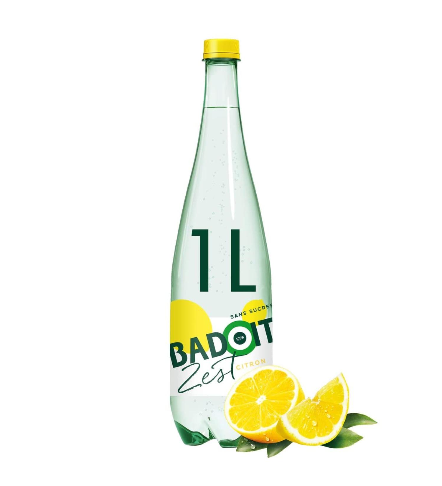 Badoit Drink with sparkling natural mineral water and natural lemon aroma - 1L bottle - Buy Online on GoSupps.com