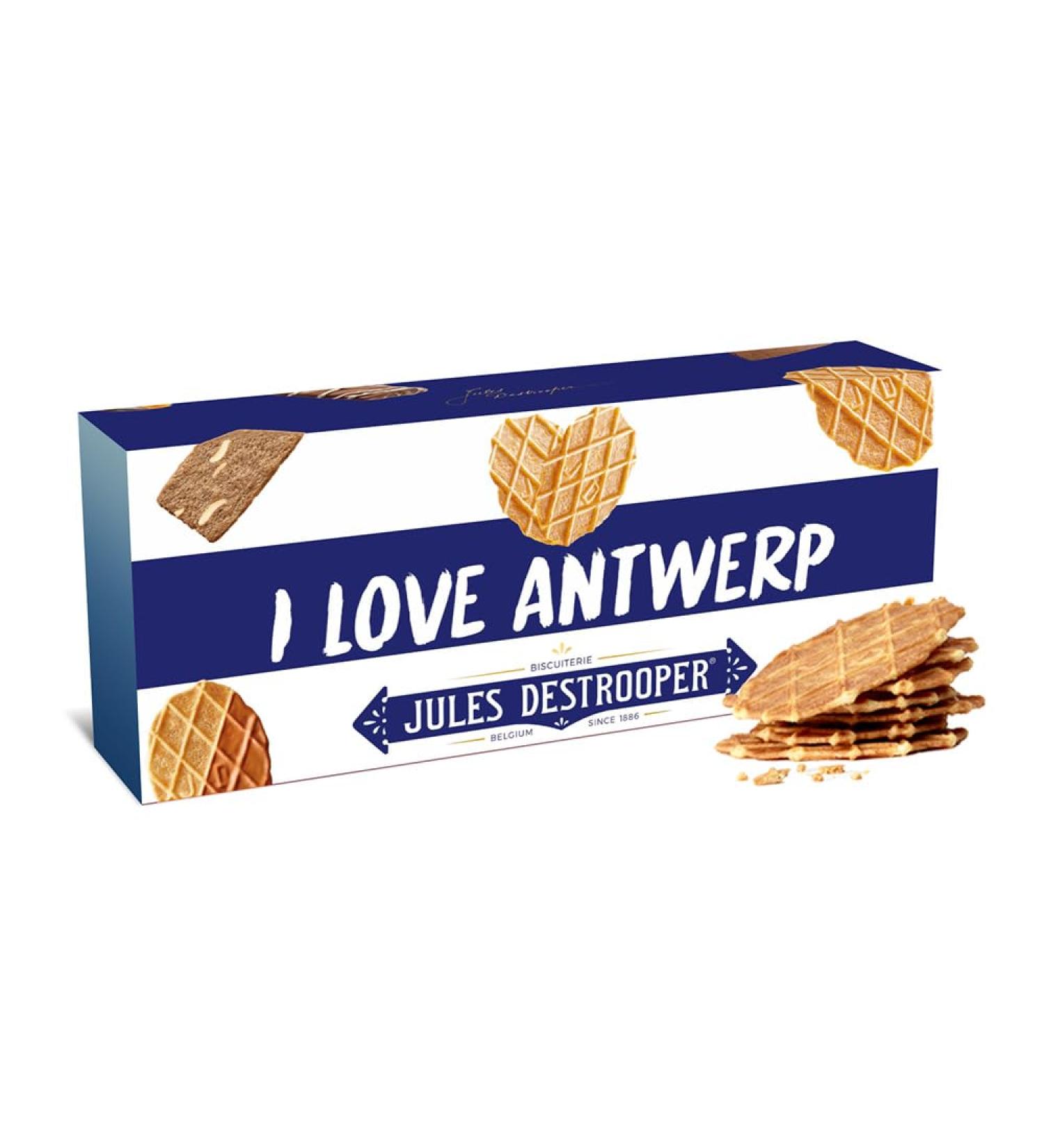  Vandeca Jules Destrooper Fine Butter Patties - "I Love Antwerp! / J'aime Antwerp" - Authentic Belgian Cookies - Biscuit Gift - 2 Boxes - 100g x 2 - Buy Online on GoSupps.com