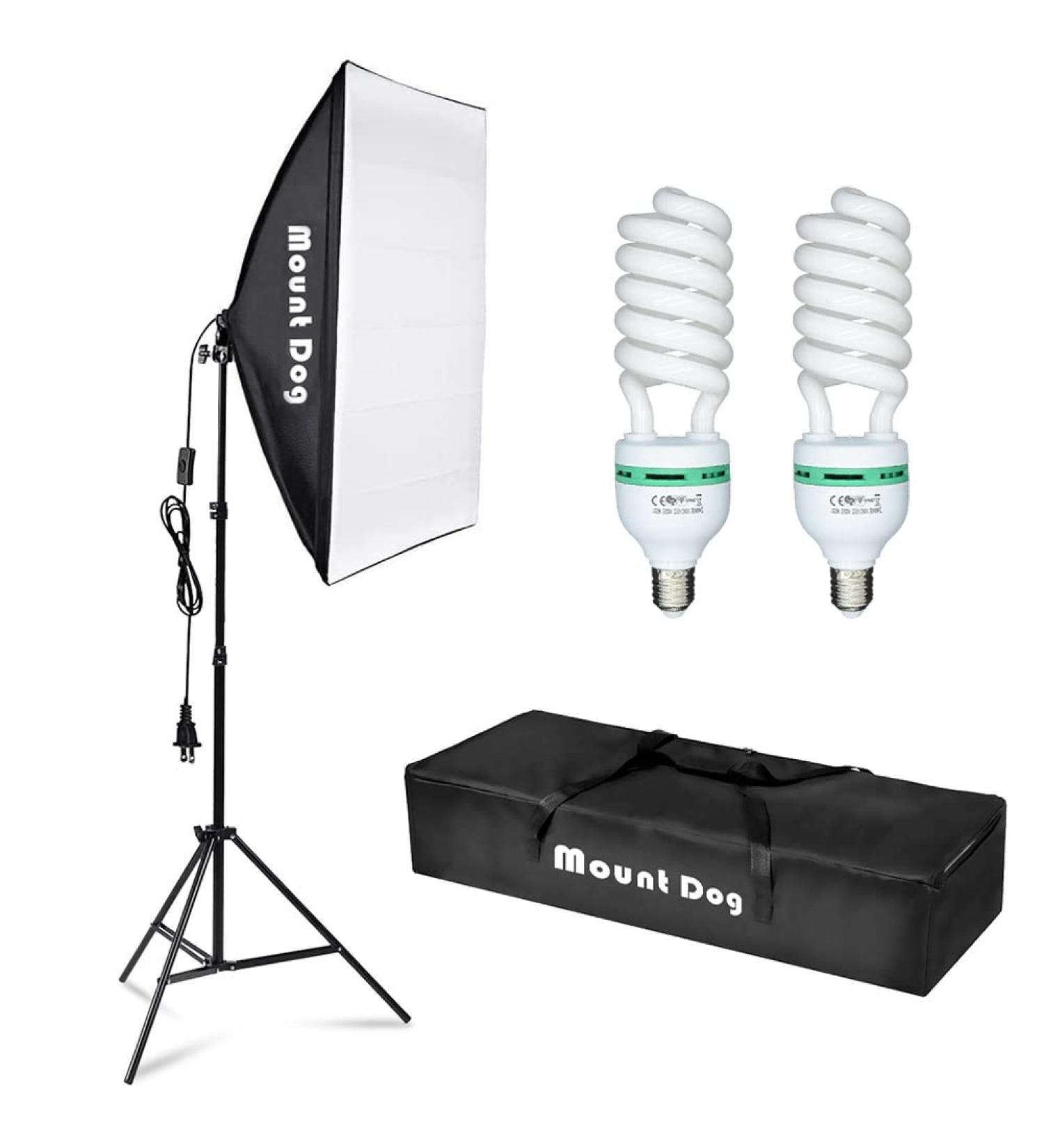 Mountdog Softbox Lighting Kit 20x28 - Photography Continuous Lighting System with 95W Bulb for Studio, Portrait, and Product Shooting - Buy Online on GoSupps.com