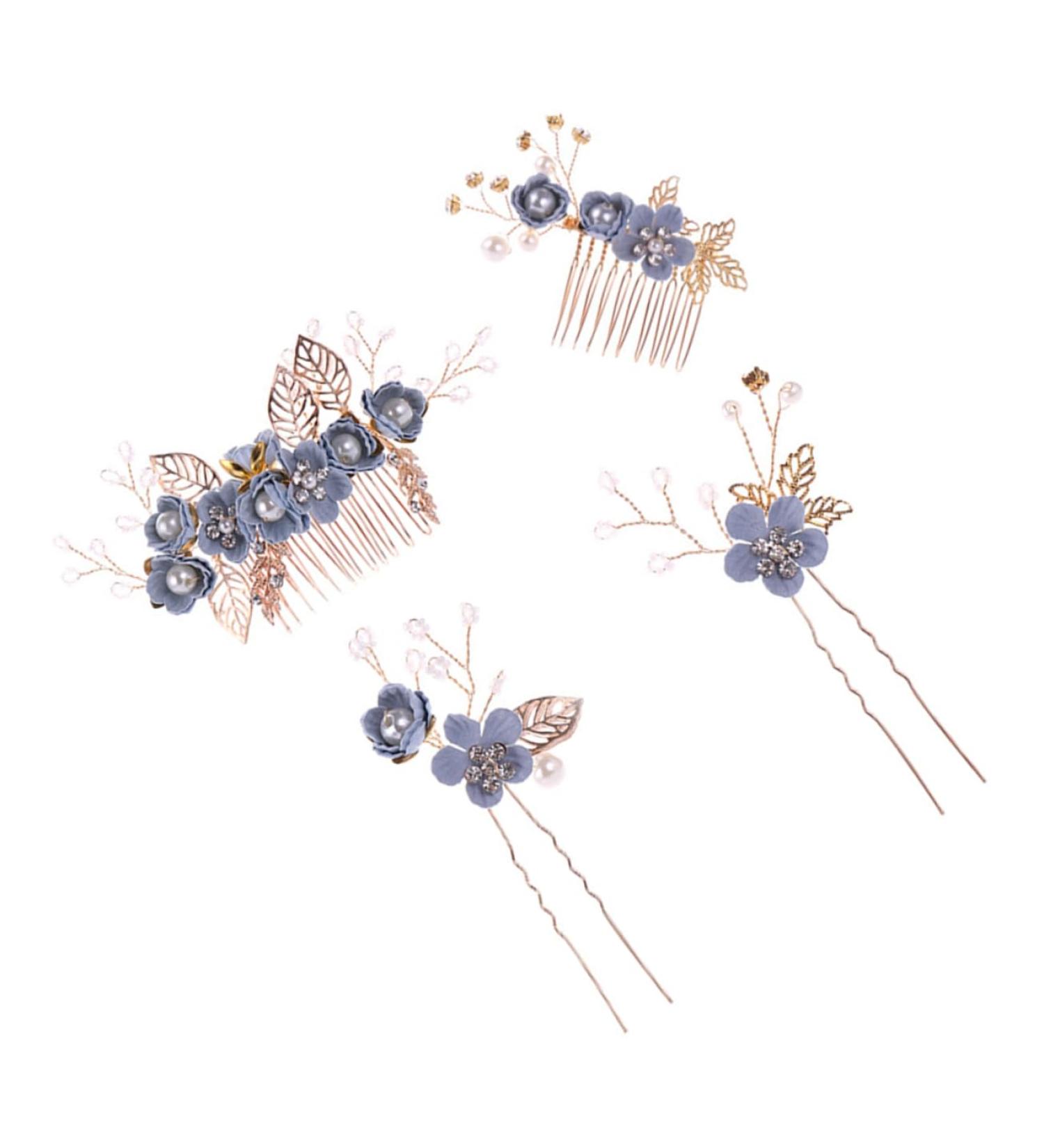 FRCOLOR 1 Set of 4 Comb Insert Rhinestone Headdress Hair Accessories with Flowers Floral Hair Accessories Comb for Touping Hair Bridal Wedding Hair Comb Set Rhinestones Child - Buy Online on GoSupps.com