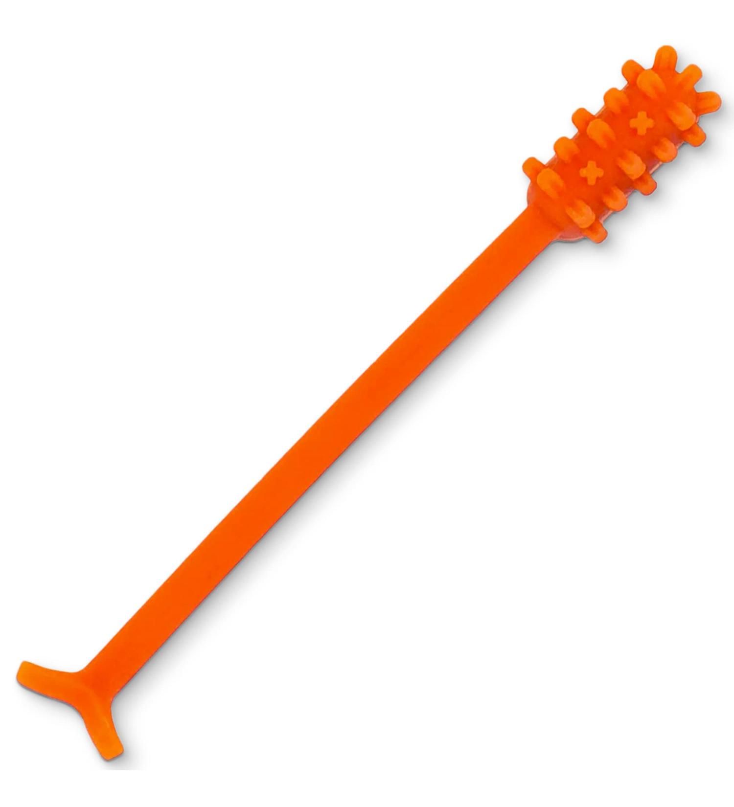 Denture Dart V2 Hard Plastic Adhesive Remover Tool for Denture Gel - Oral Hygiene Scraper with Textured Grip and Rigid Bristles - Buy Online on GoSupps.com