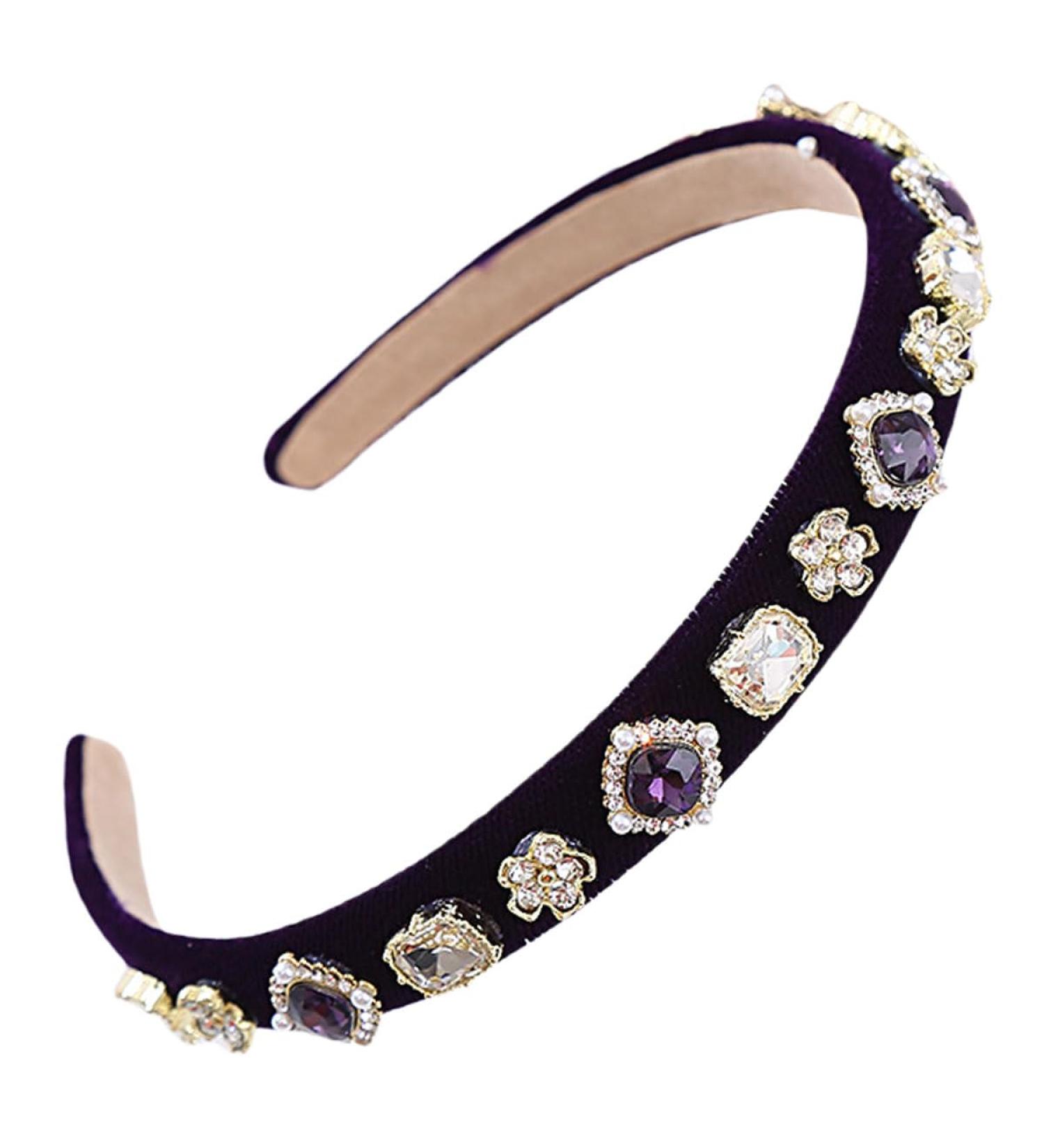 scicent Purple Headband Vintage Crystal Rhinestone Hairbands Bling Sparkle Diamond Hair Band Velvet Padded Hair Hoops Party Wedding Head Hoop Fashion Hair Accessories for Women - 27321 - Buy Online on GoSupps.com