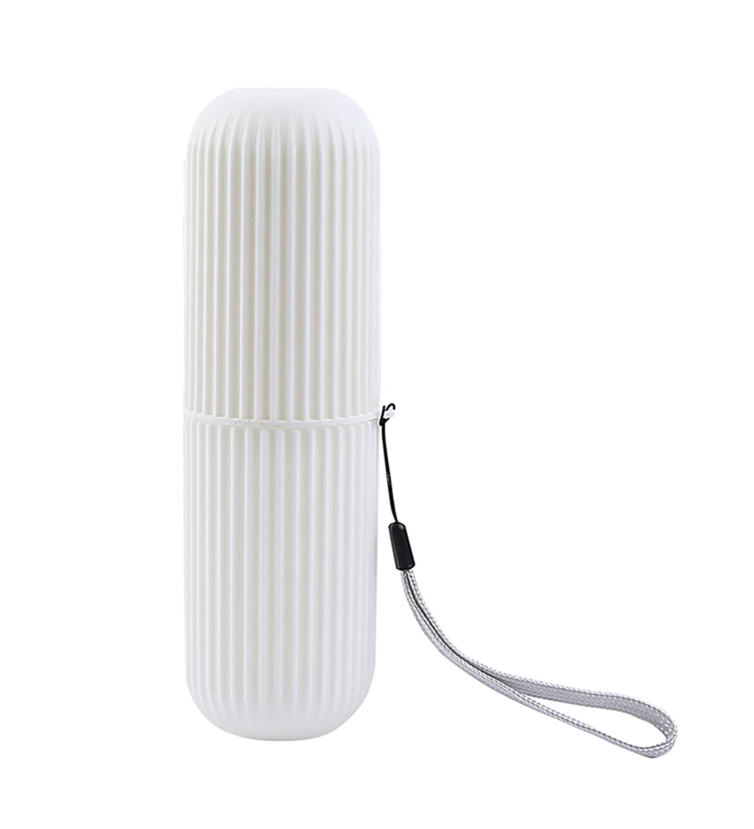Buy Travel Toothbrush Cup & Case | Portable Non-Slip Toothbrush Holder with Lid - White | Ideal for International Travel - Buy Online on GoSupps.com