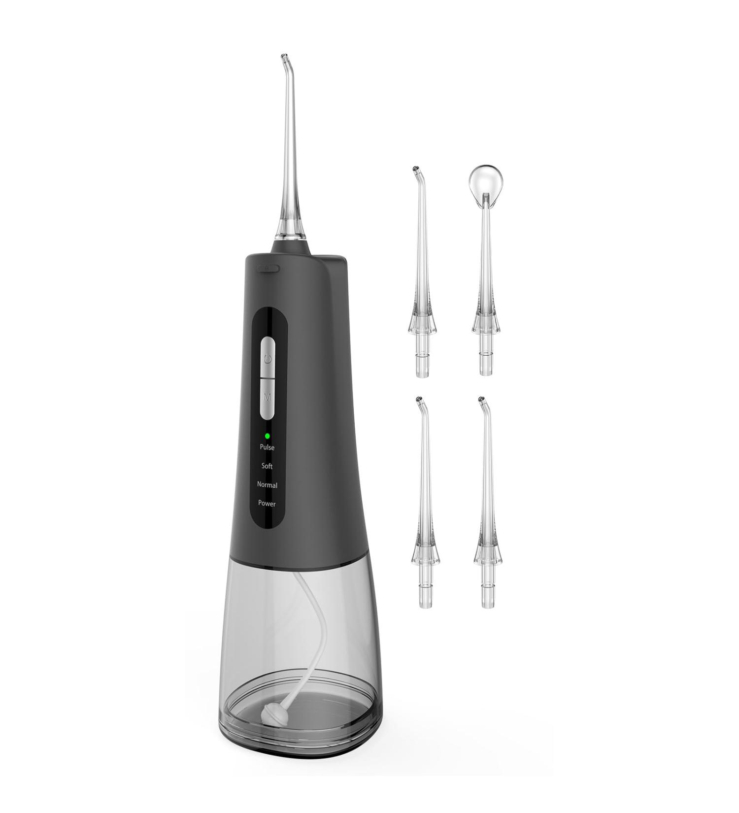 Water Flosser for Teeth - 4 Modes Oral Irrigator 300ML Dental Flosser for Home & Travel (Black) | International Shipping Available - Buy Online on GoSupps.com