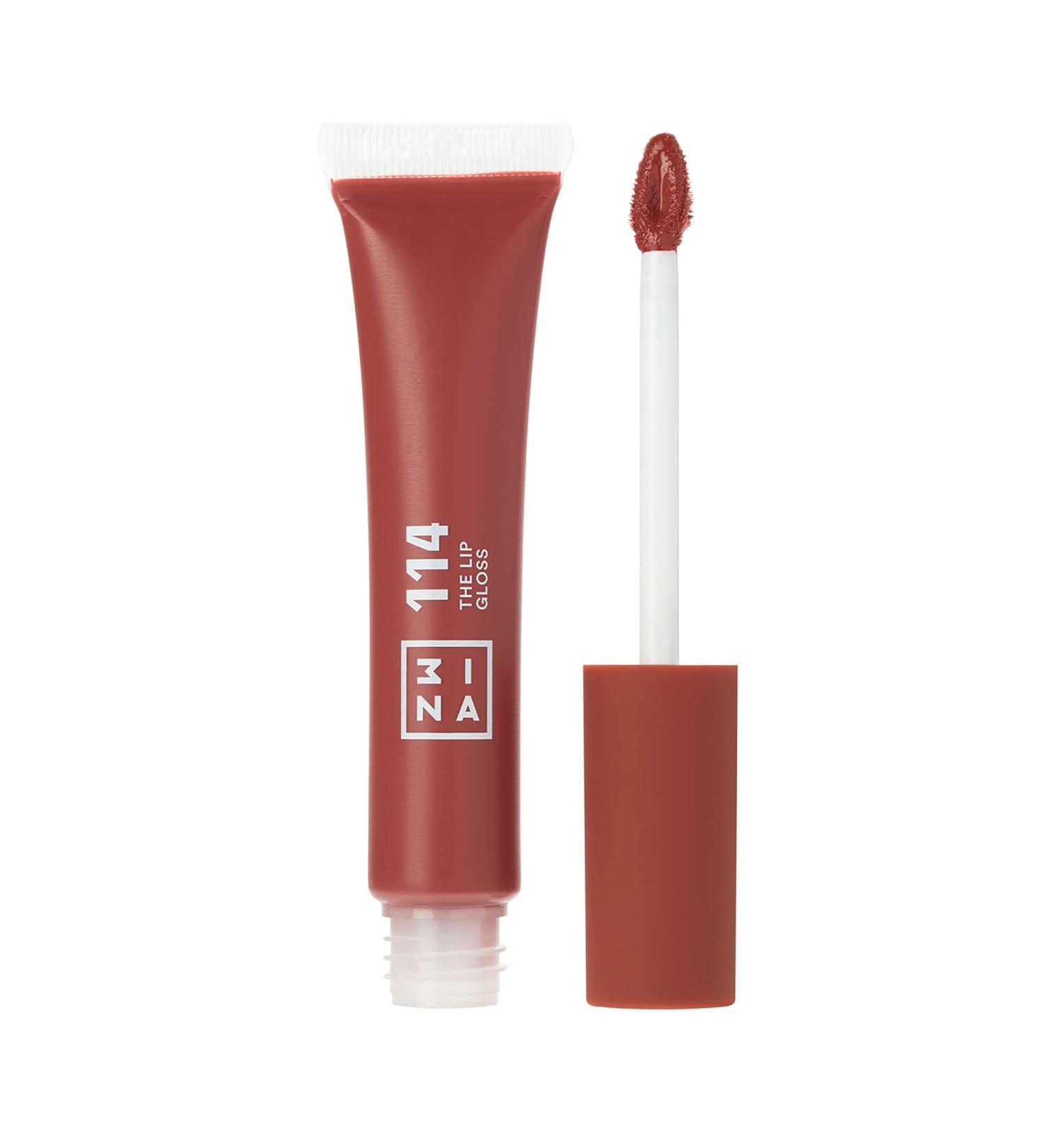 3INA Vegan Cruelty-Free Lip Gloss 114 - Nude Brown Red | Shiny Creamy Highly Pigmented Finish - Mirror Effect - Buy Online on GoSupps.com