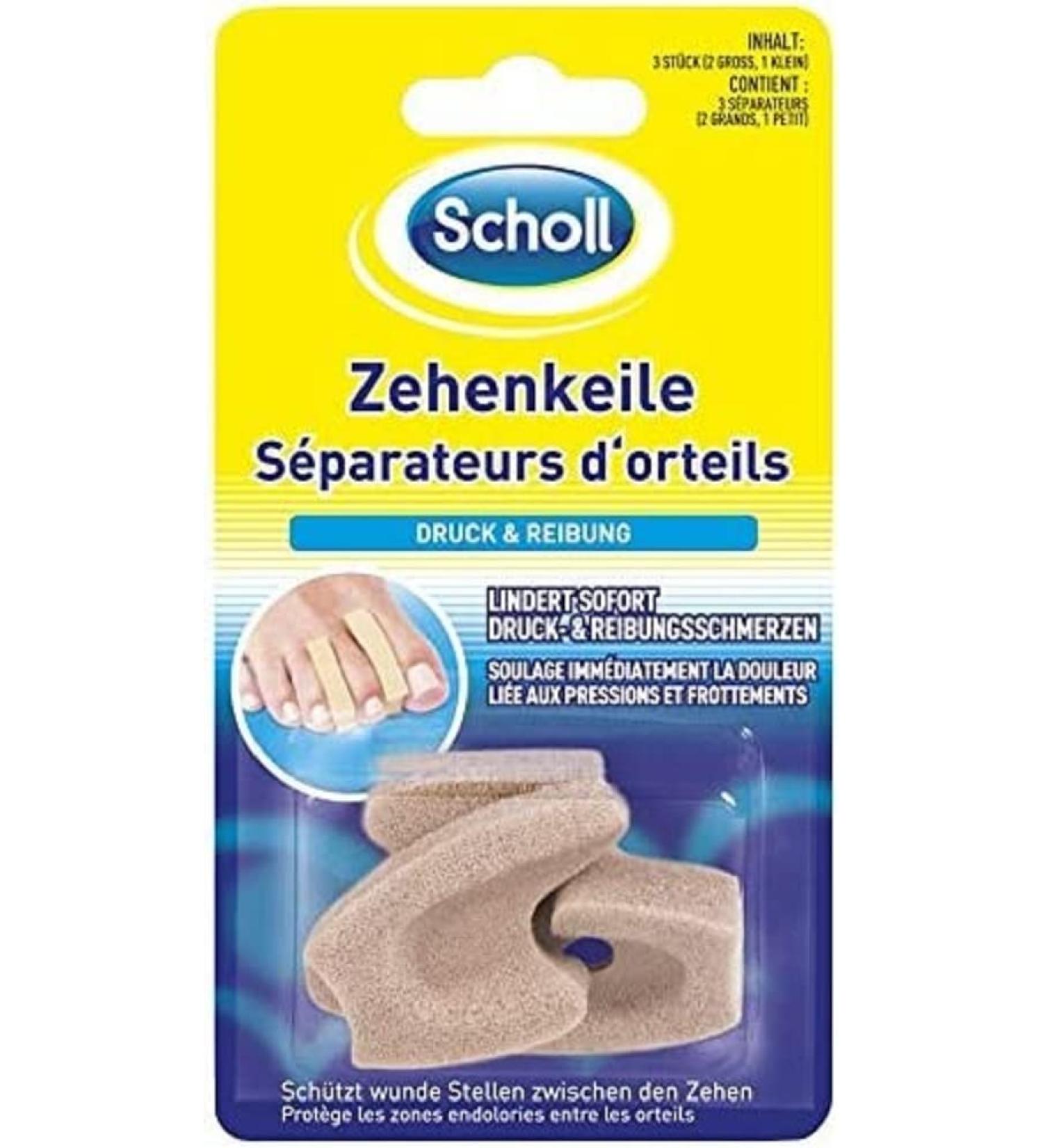 Scholl toe wedges foam wedges toe separators - provide relief from pain and soreness between the toes (1x 3 pieces)