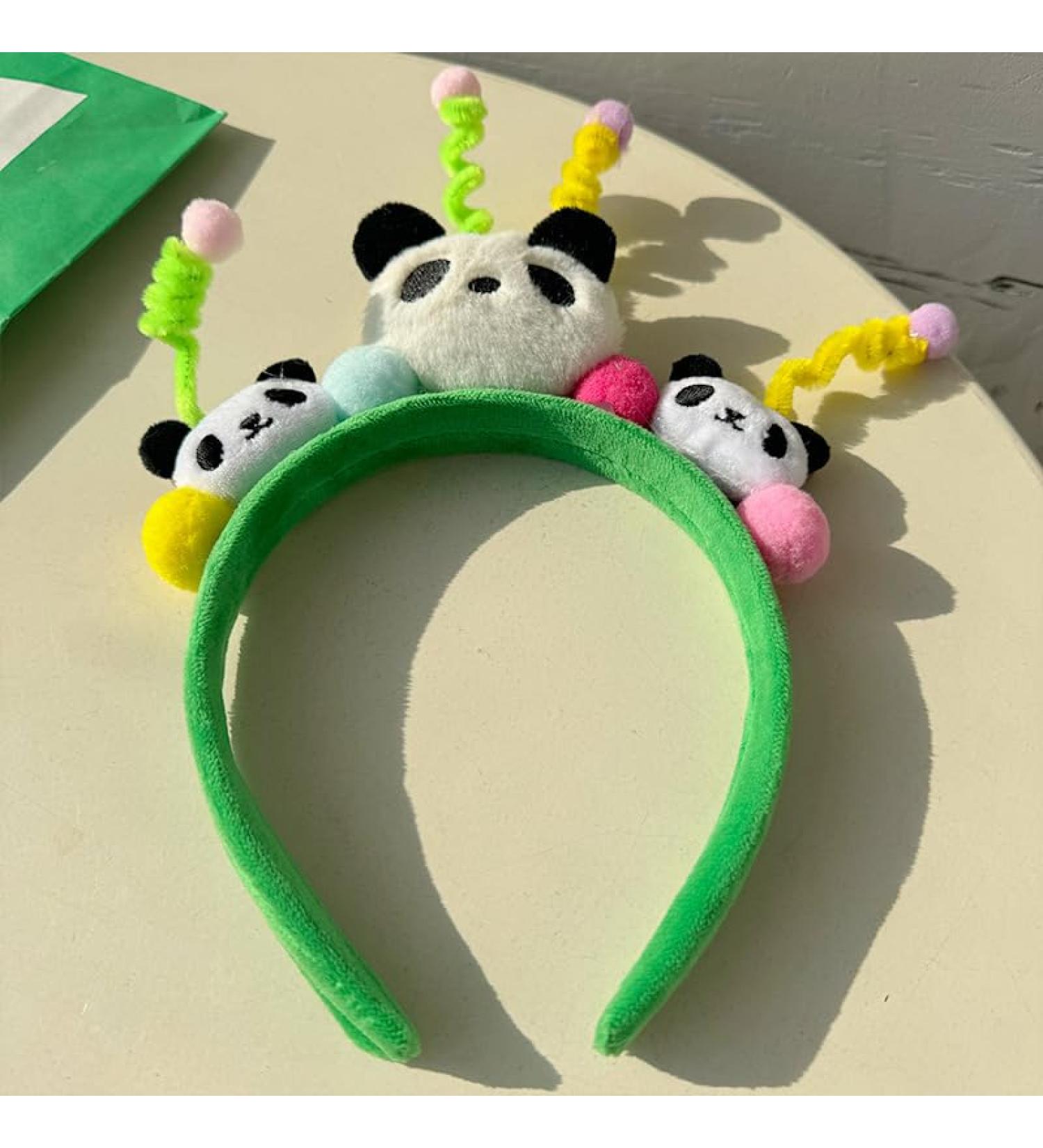 Headband Panda Ears Hairbands Green Headwear for Spa Yoga Mask Makeup Running Face-washing Cute Hair Accessories for Women Girls Boys Kids Adults Pets - Buy Online on GoSupps.com