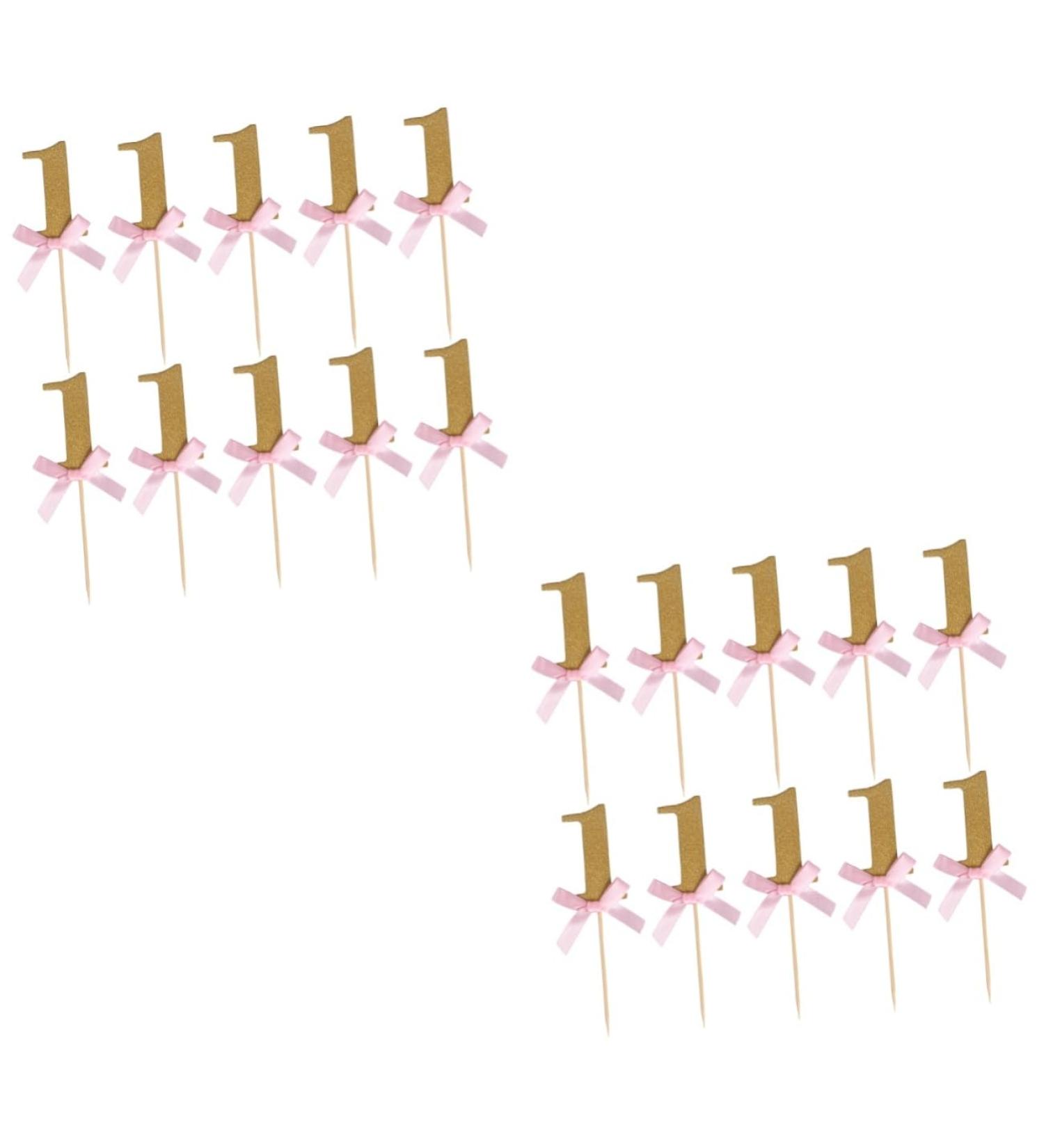ERINGOGO 20 Pcs Birthday Cake Picks Stick 1 Year Baby Shower Fondant Topper Cakes Glitter Cupcake Picks One Year Old Number 1 First Birthday Cake Picks and Toppers Ribbon Wedding - Buy Online on GoSupps.com