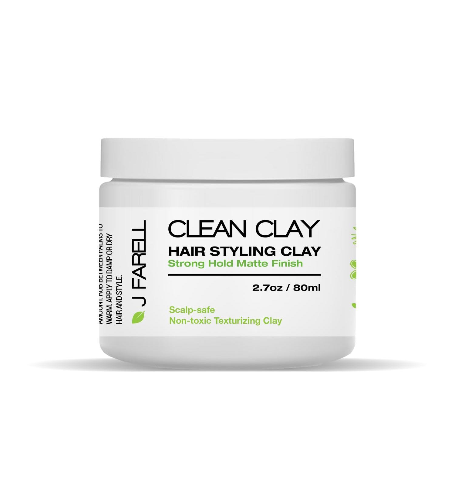 J FARELL Clean Clay - Organic Hair Styling Clay for Fungal Acne & Seborrheic Dermatitis All Natural Strong Hold Matte Finish - 2.7 oz - Buy Online on GoSupps.com