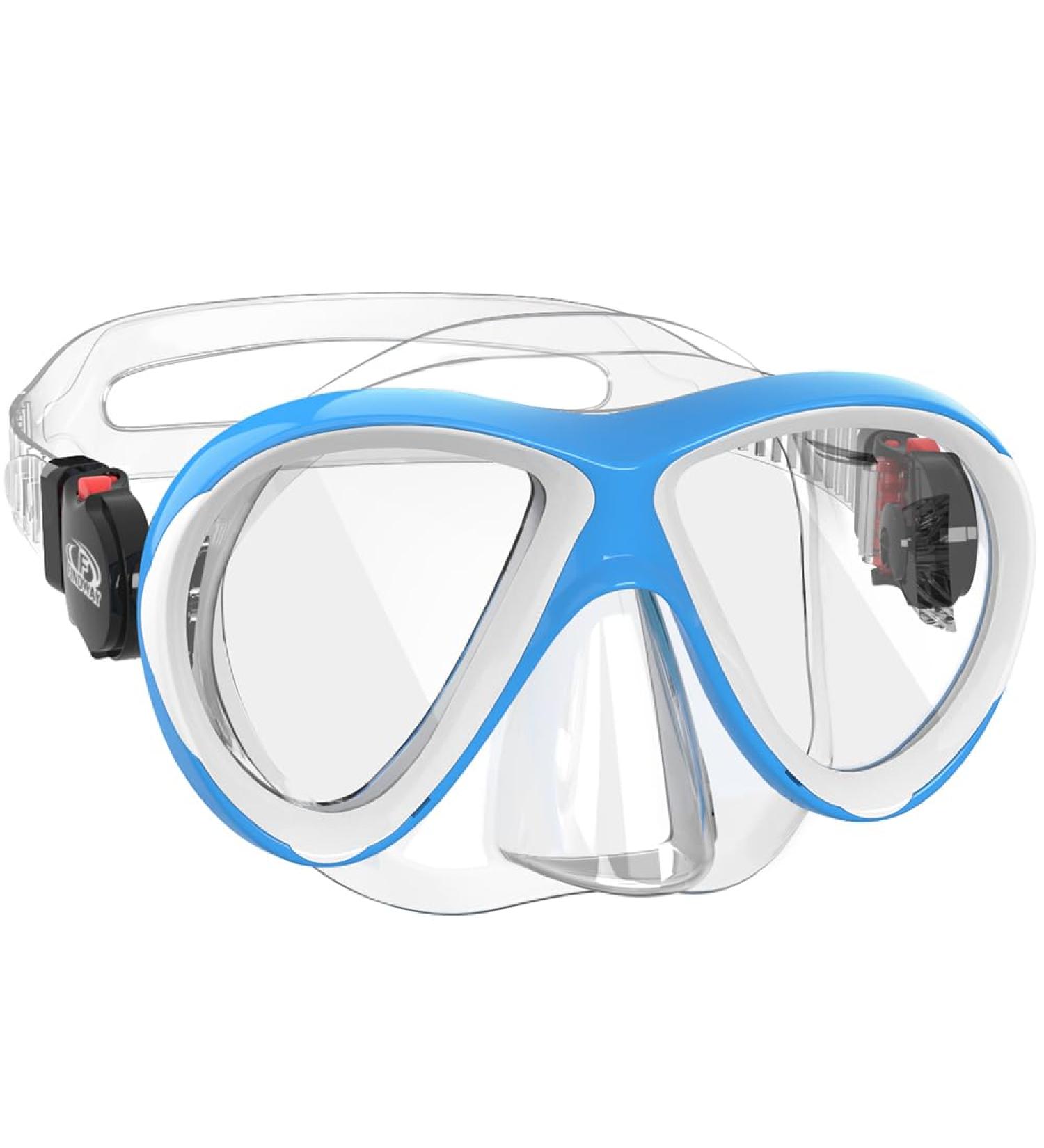 Findway 180 Panorama Diving Goggles for Kids | Adjustable Silicone Swim Mask for Ages 3-13 - Blue & White - Buy Online on GoSupps.com