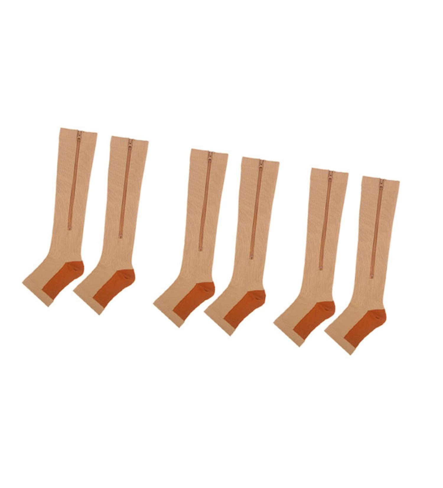 Compression Stockings with Zipper | Knee High Breathable Open Toe | Improve Blood Circulation & Fatigue Relief for Women (L-XL) - Ideal for Sports - Buy Online on GoSupps.com