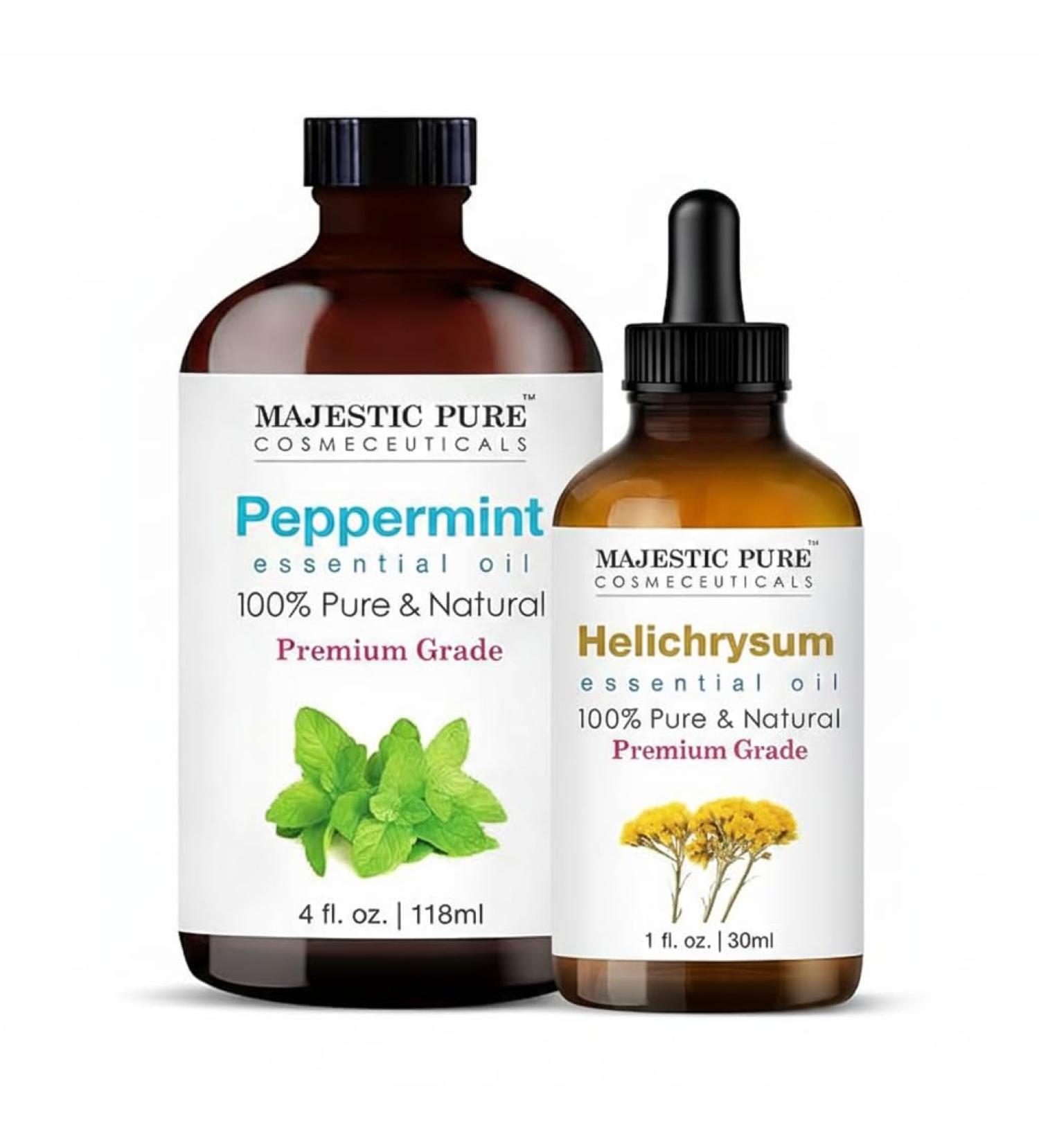 MAJESTIC PURE Helichrysum (1 Fl Oz) and Peppermint (4 Fl Oz) Essential Oil Bundle - Buy Online on GoSupps.com