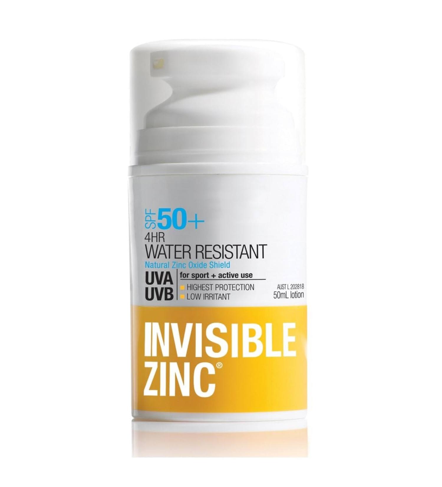 Invisible Zinc 4hour Water Resistant SPF50+ UVA-UVB 50ml by Ganehill