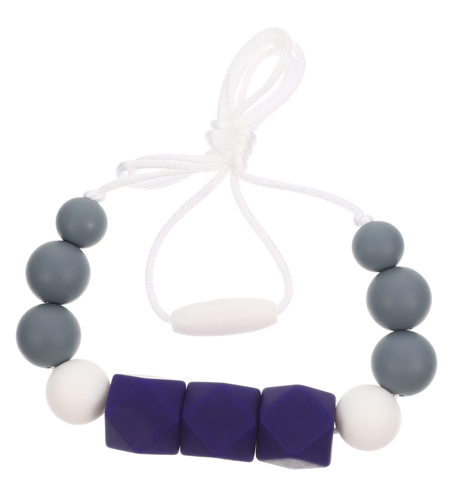 Healeved Silicone Chew Necklace for Kids - Sensory Oral Motor Aid for Boys and Girls with Special Needs - Dark Blue - Buy Online on GoSupps.com