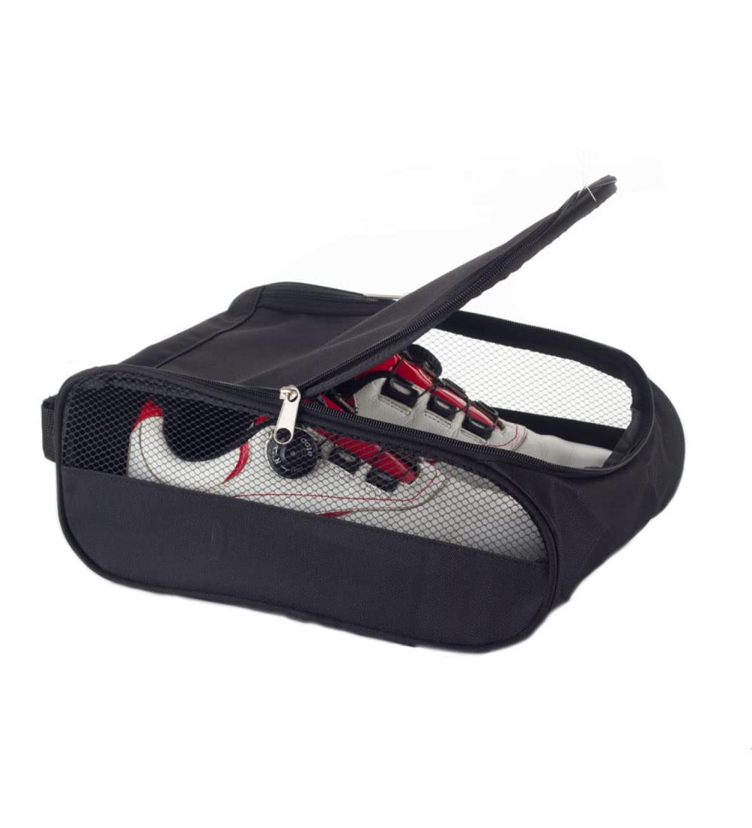 Cenpek Golf Shoe Bag | Zippered Ventilated Sports Shoe Bag for Men & Women | Black Travel Bag - Buy Online on GoSupps.com