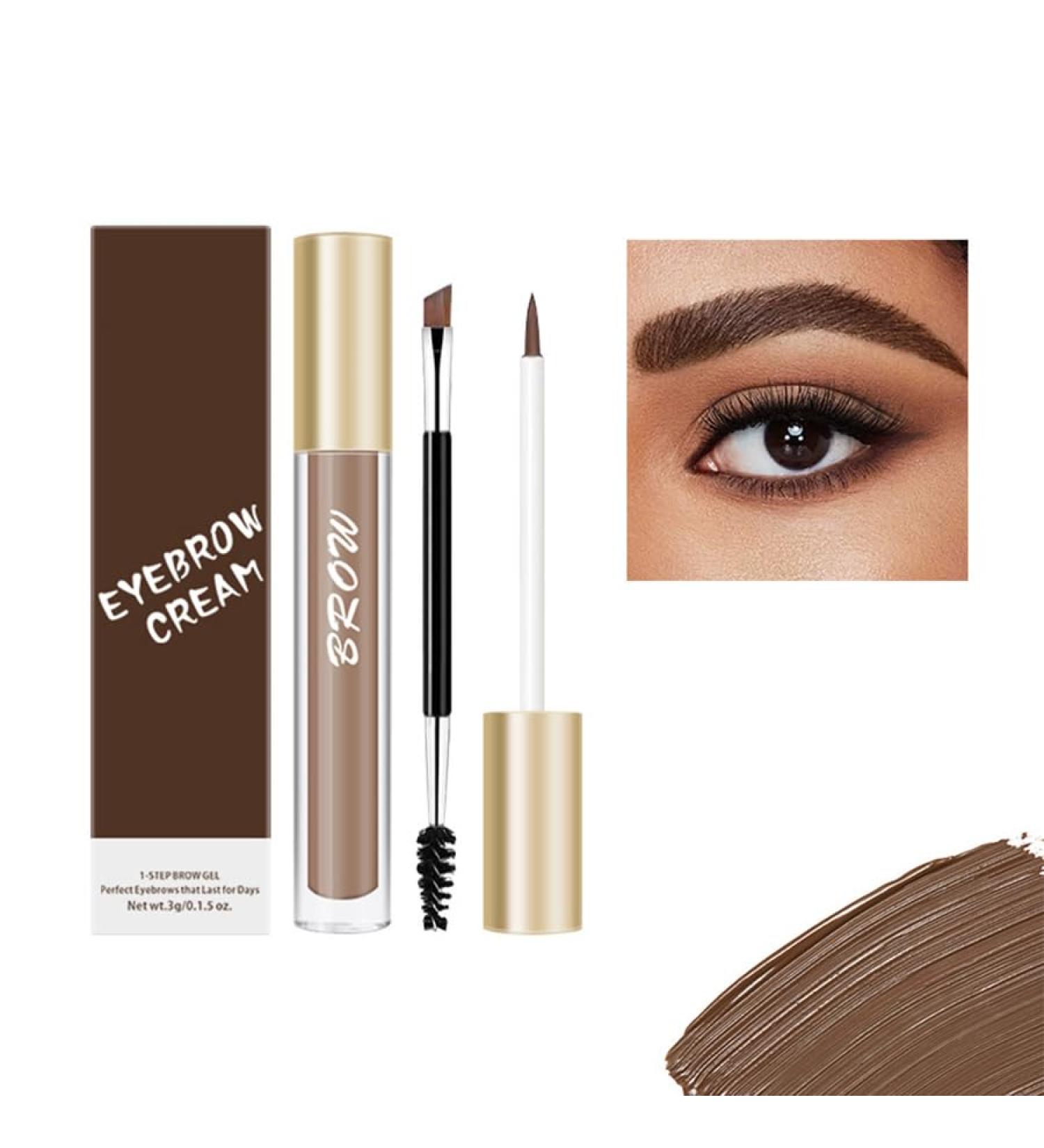 2PCS Eyebrow Cream Eyebrow Stamp Stencil Kit Natural waterproof make-up No colour loss No smudging (01#Chocolate brown) - Buy Online on GoSupps.com