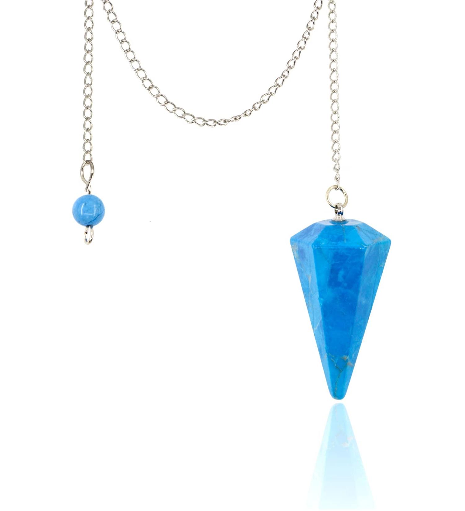 Seven Chakra Beads & Pendulum - Natural Blue Turquoise Gemstones for Meditation Yoga & Divination | International Shipping - Buy Online on GoSupps.com