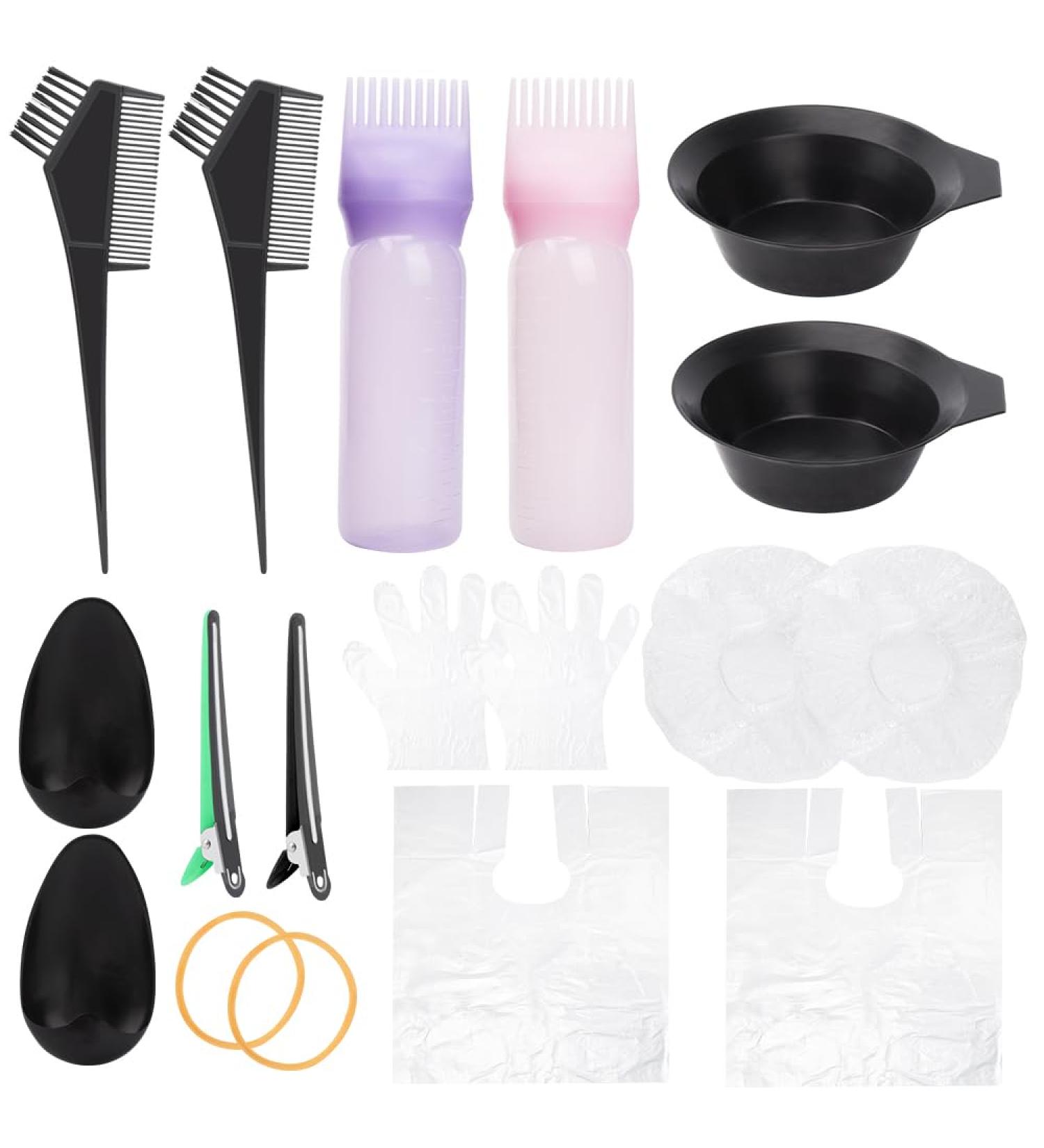 18pcs Hair Dye Kits including Hair Oil Applicator Bottle Hair Dye Bowl and Brush Ear Cover Hairpin Hair Dye Shawl Hair Dye Gloves for colouring hair and hair care. - Buy Online on GoSupps.com